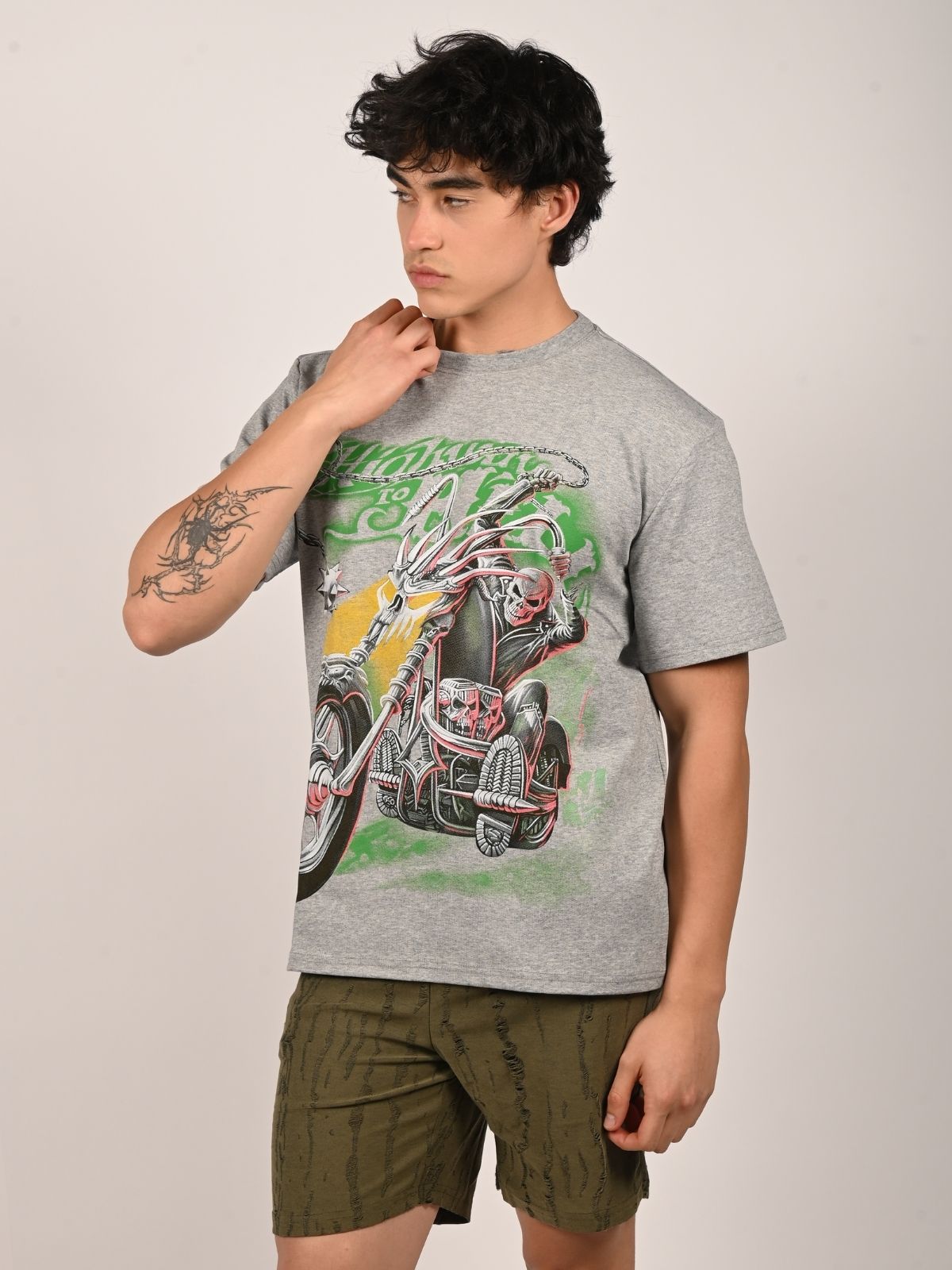 Franco Grey Cotton Jersey Printed T-Shirt For Men