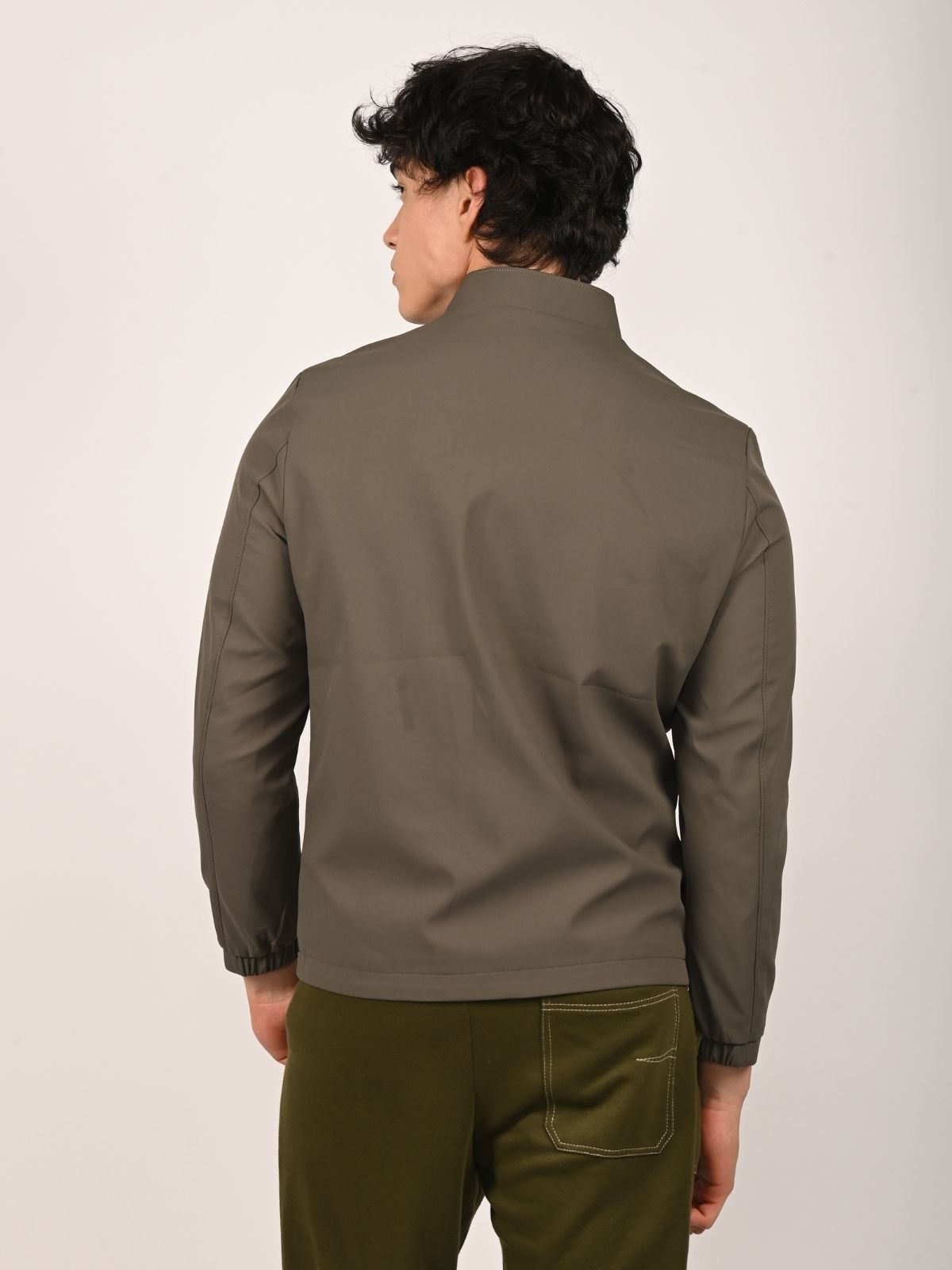 Franco Olive Polyester Solid Jackets For Men