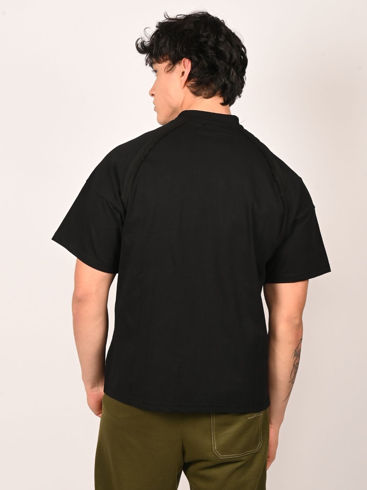 Franco Black Cotton Jersey Solid Design T-Shirt For Men