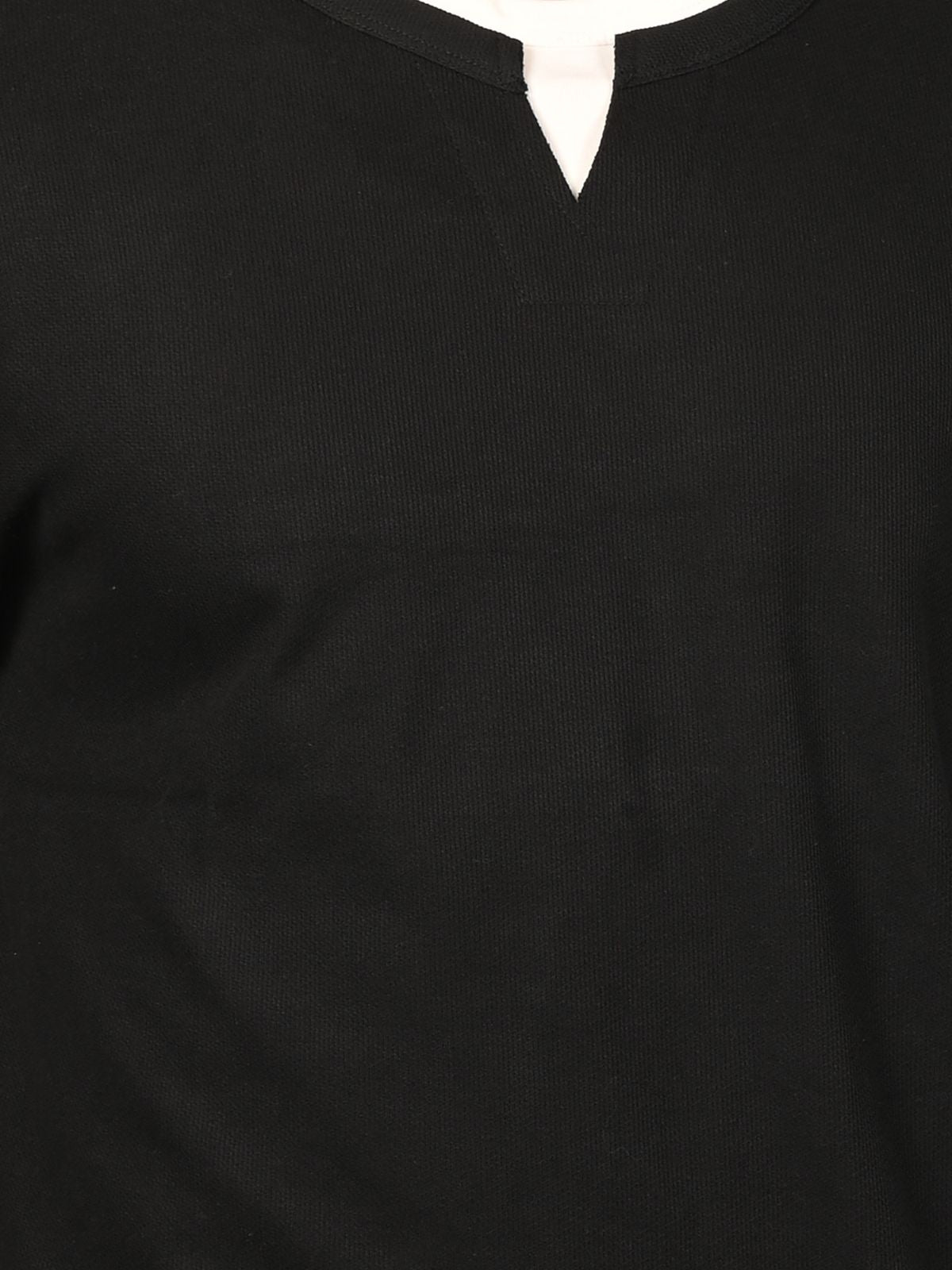 Franco Black Cotton Lycra Solid T-Shirt For Men