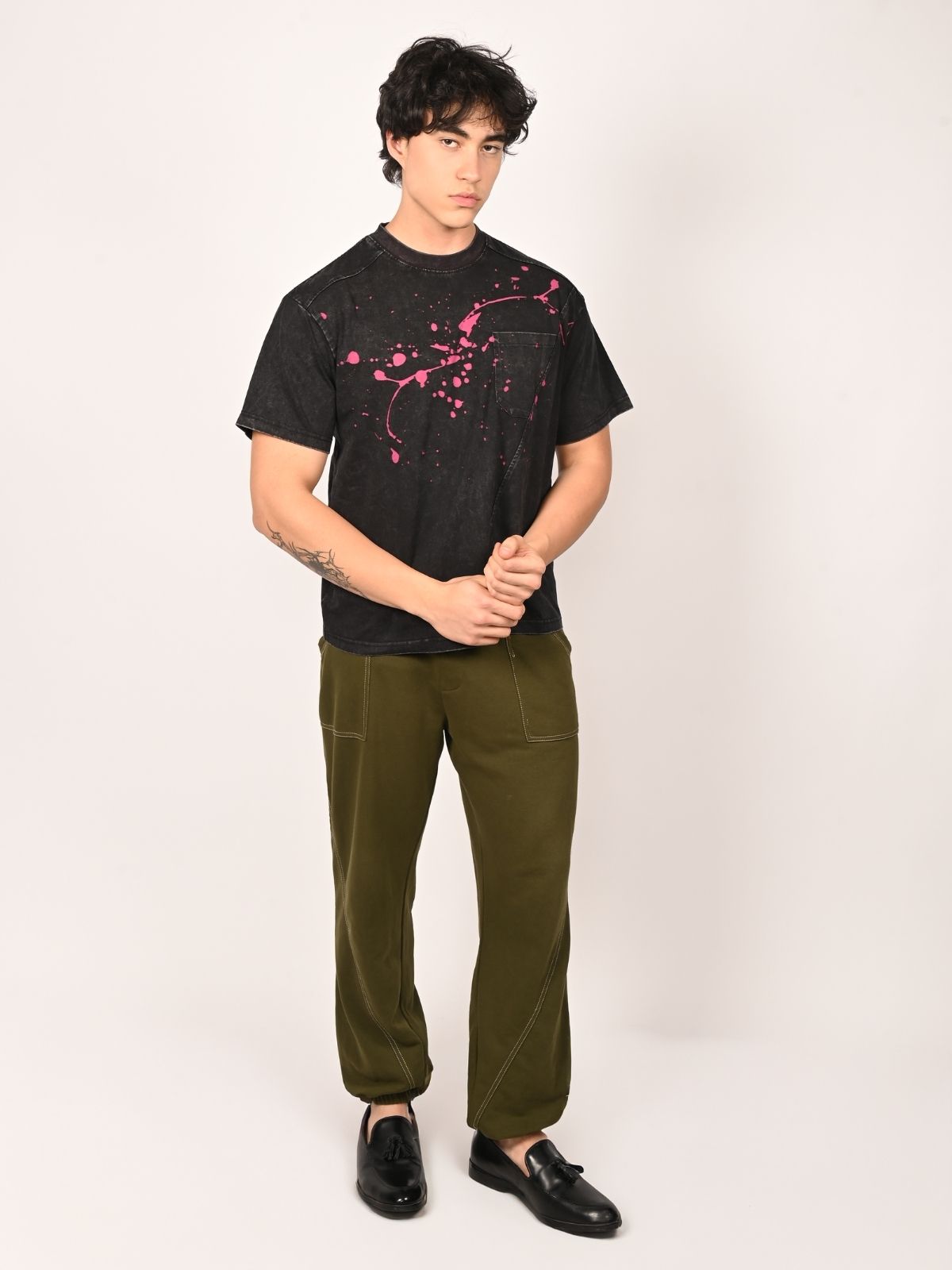 Franco Black Cotton Jersey Printed T-Shirt For Men