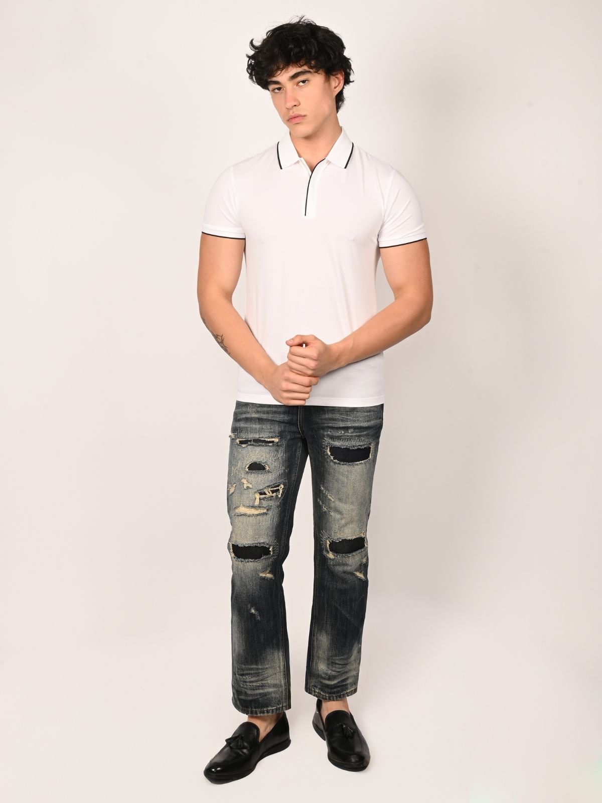 Franco White Polyester Lycra Solid T-Shirt For Men