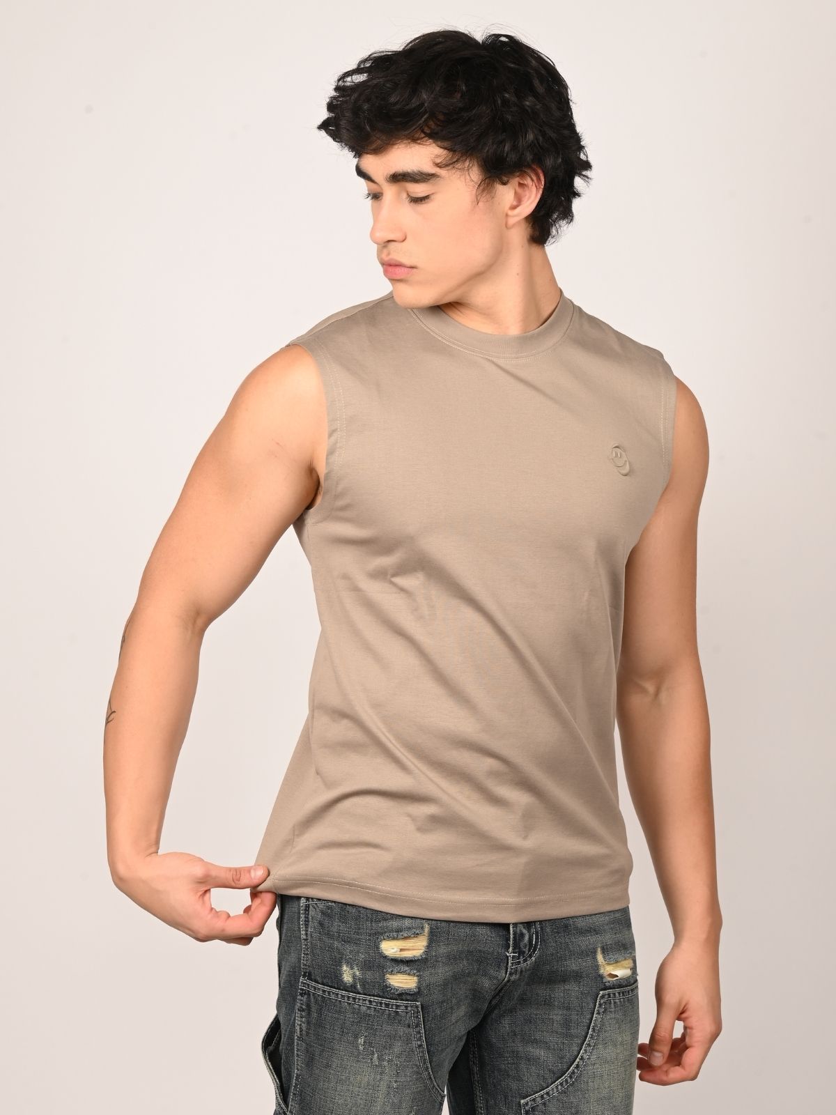 Franco Grey Cotton Jersey Printed T-Shirt For Men