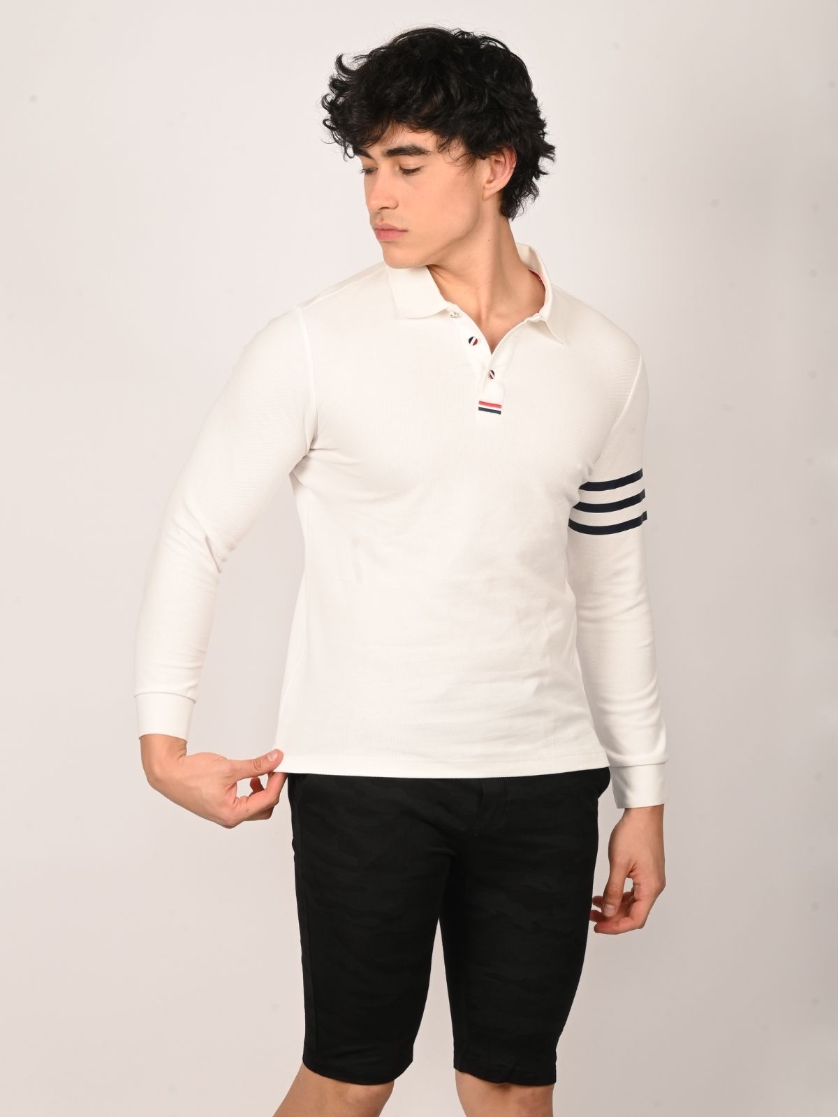 Franco White Cotton Pique Solid T-Shirt For Men