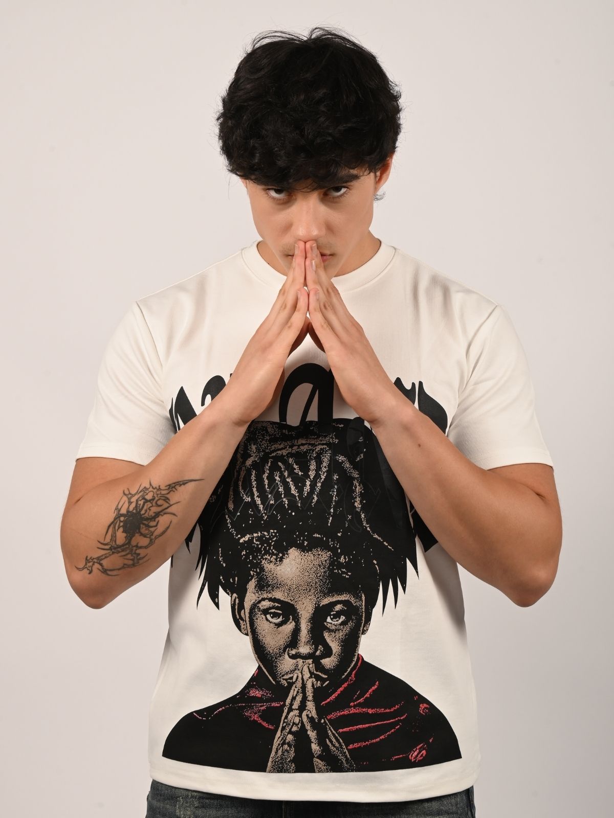 Franco White Cotton Jersey Printed T-Shirt For Men