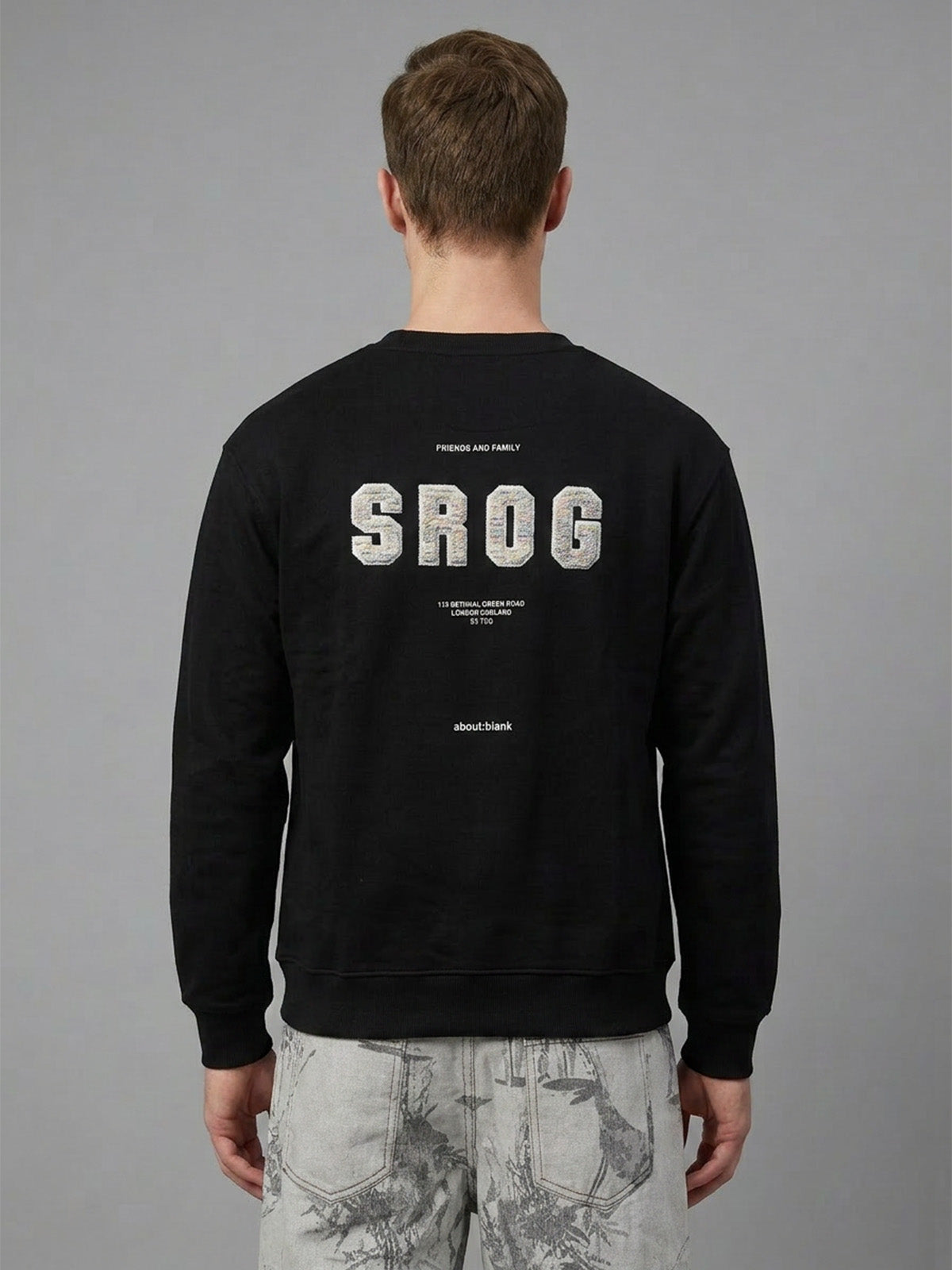 Franco Black Cotton Rib Solid Sweatshirt For Men