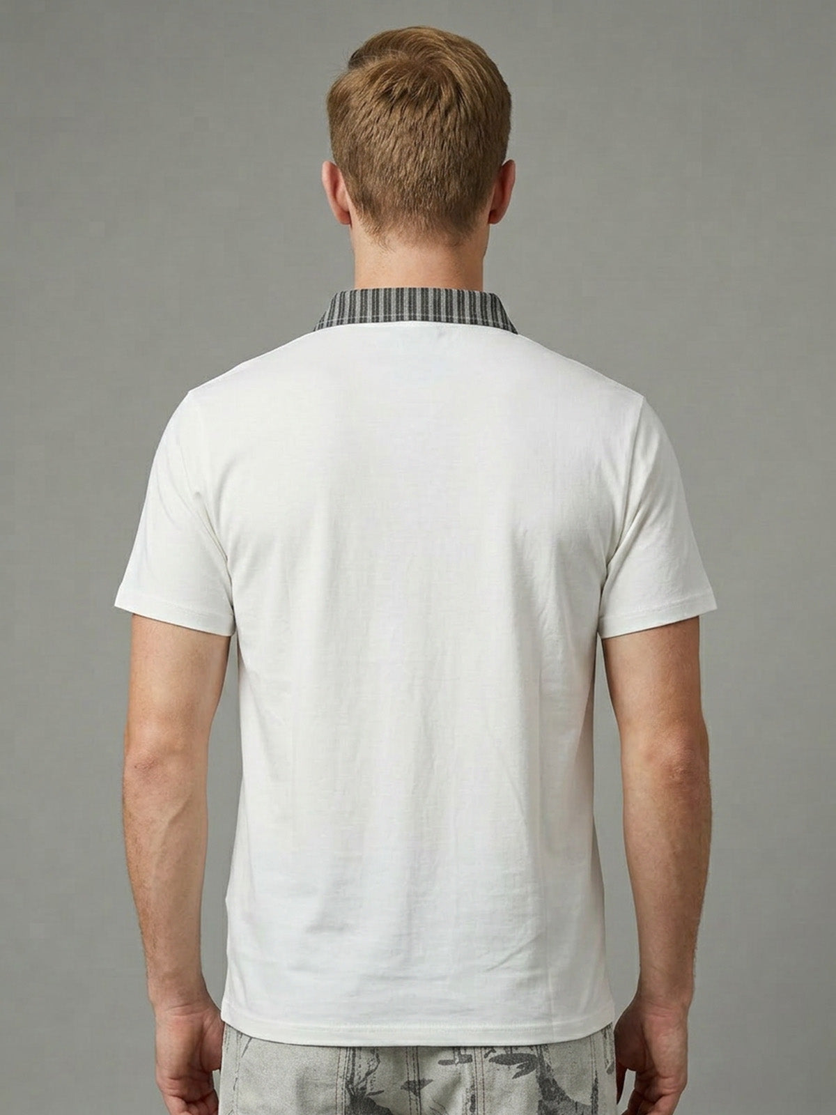 Franco White Cotton Rib Plain Polo T-Shirt For Men