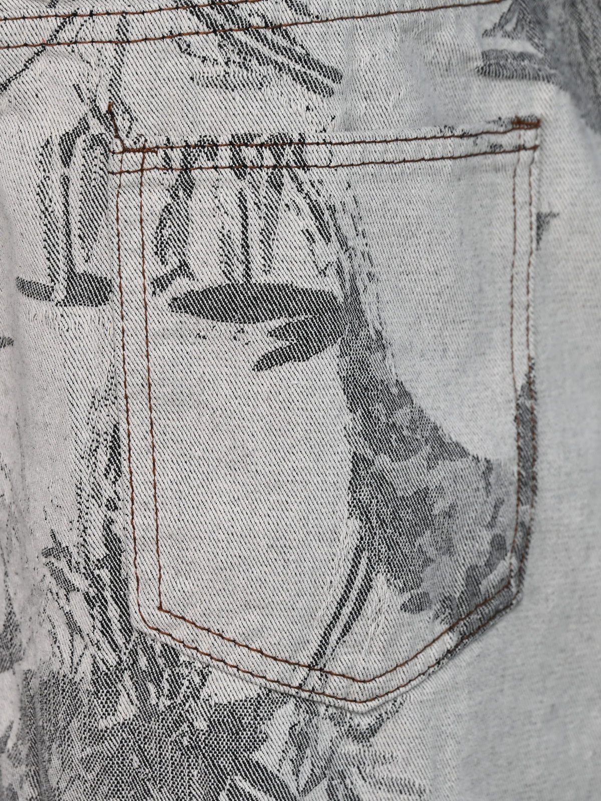 Franco Grey Denim Printed And Floral Trouser For Men