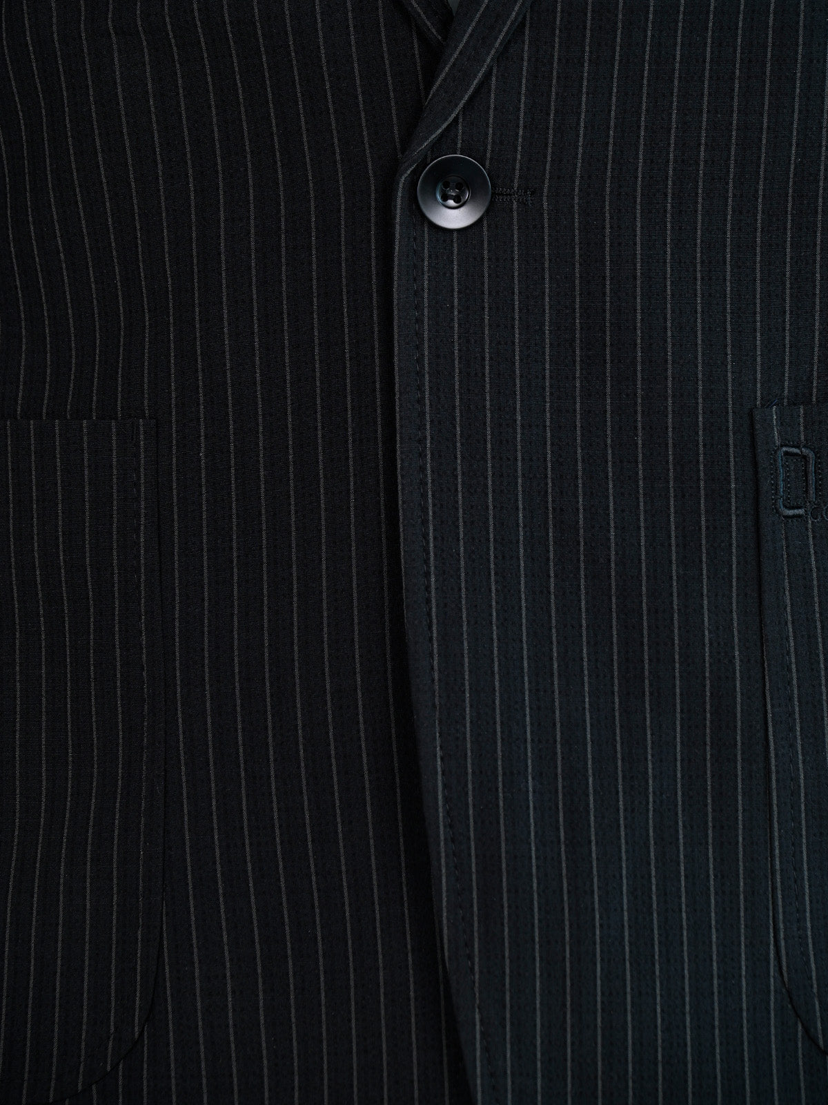 Franco Black Polyester Cotton Striped Blazer For Men