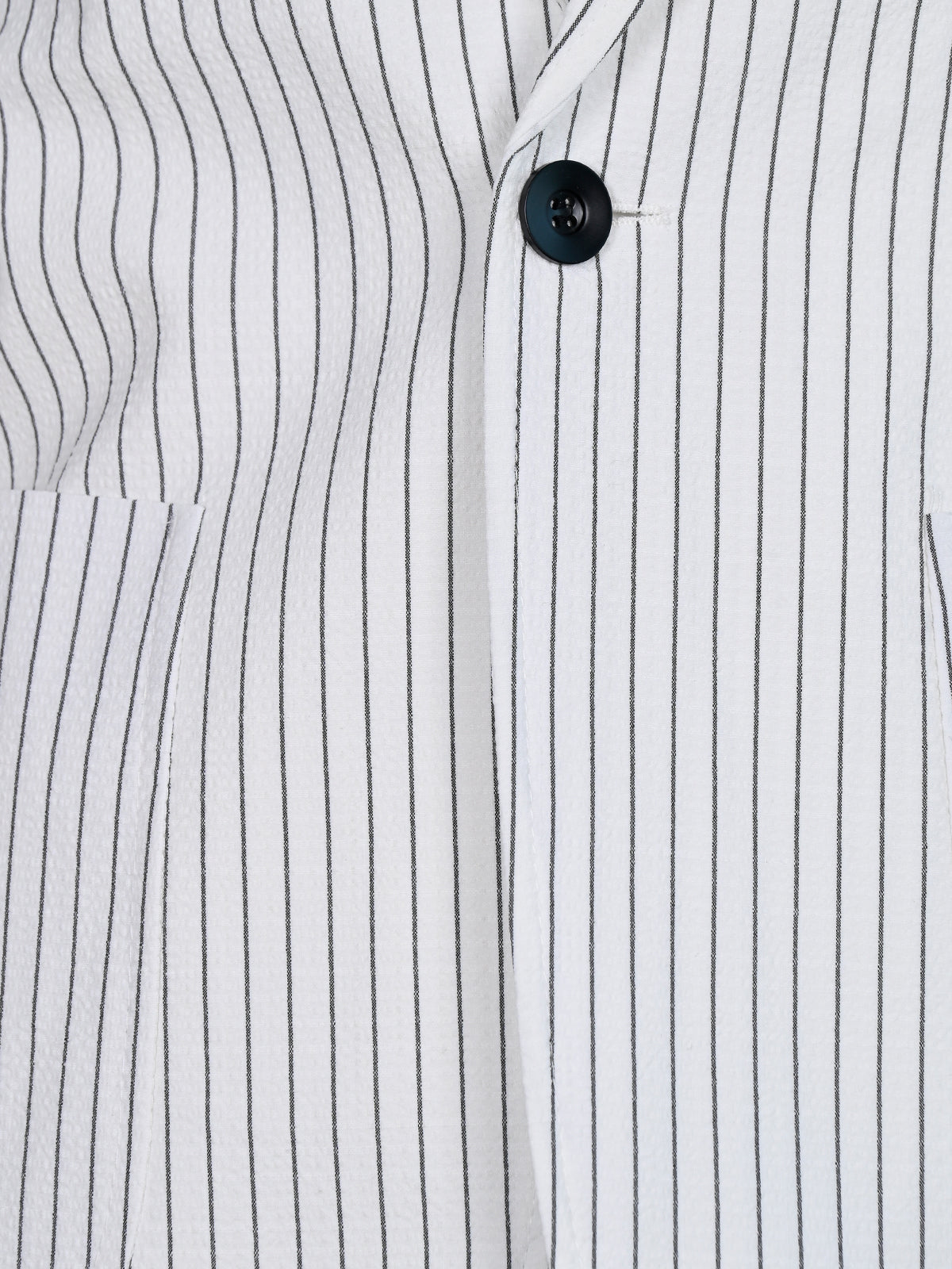 Franco White Polyester Cotton Striped Blazer For Men