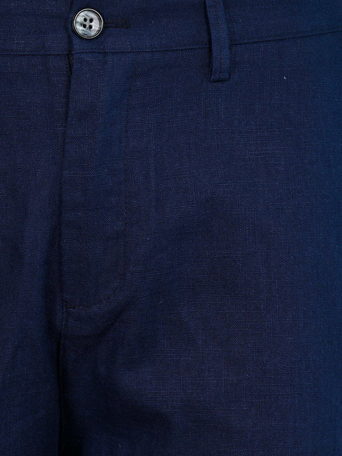 Franco Navy Blue Cotton Solid Shorts For Men