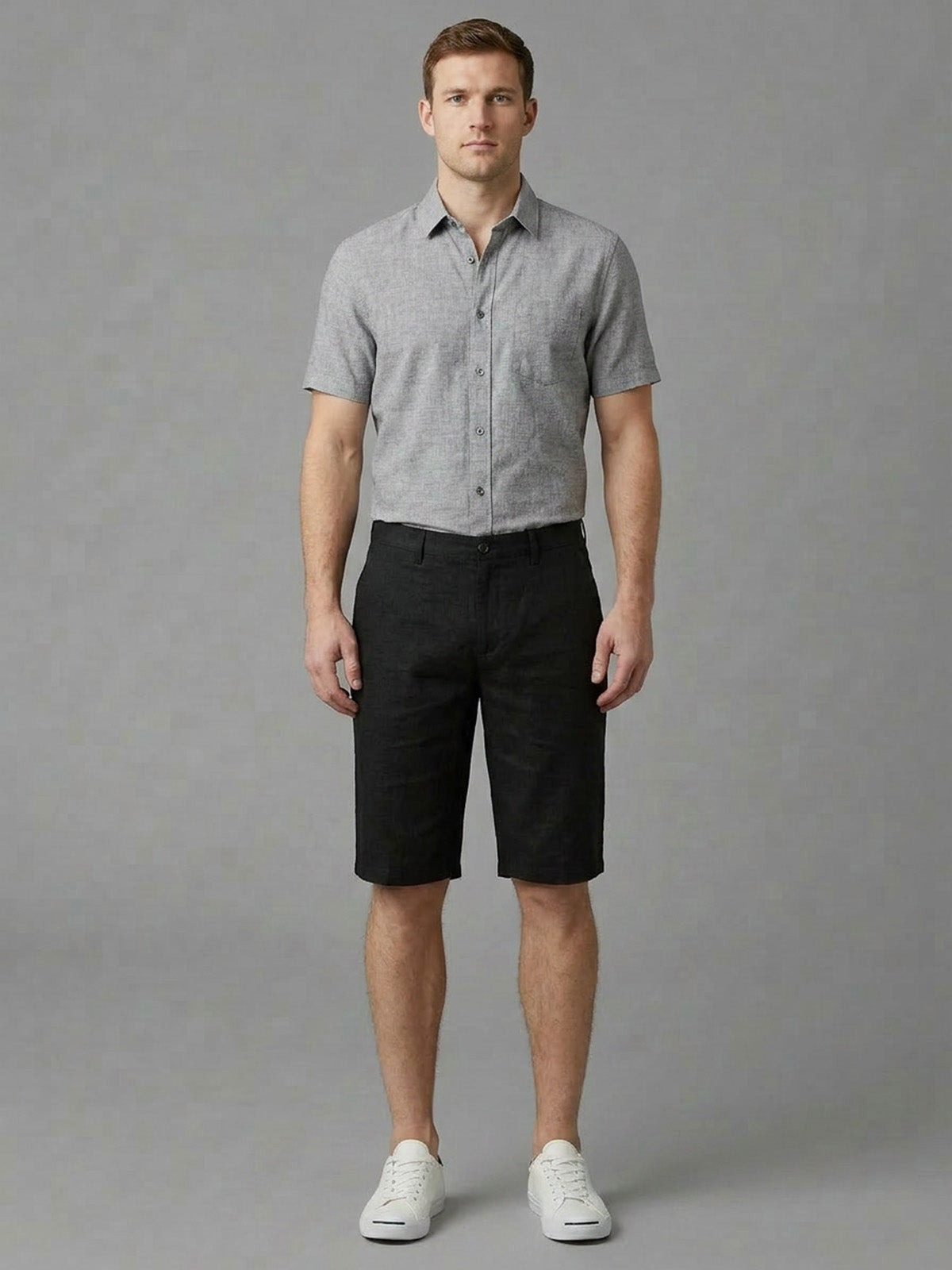 Franco Black Cotton Solid Shorts For Men