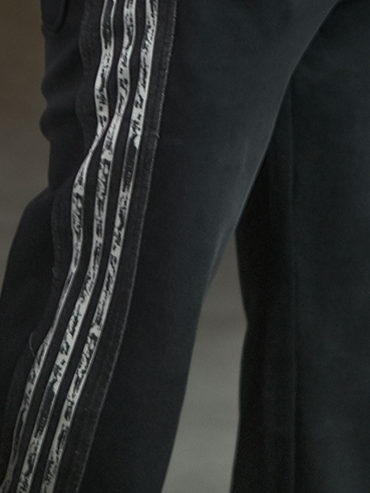 Black Cotton Blend Striped Track Pant For Men