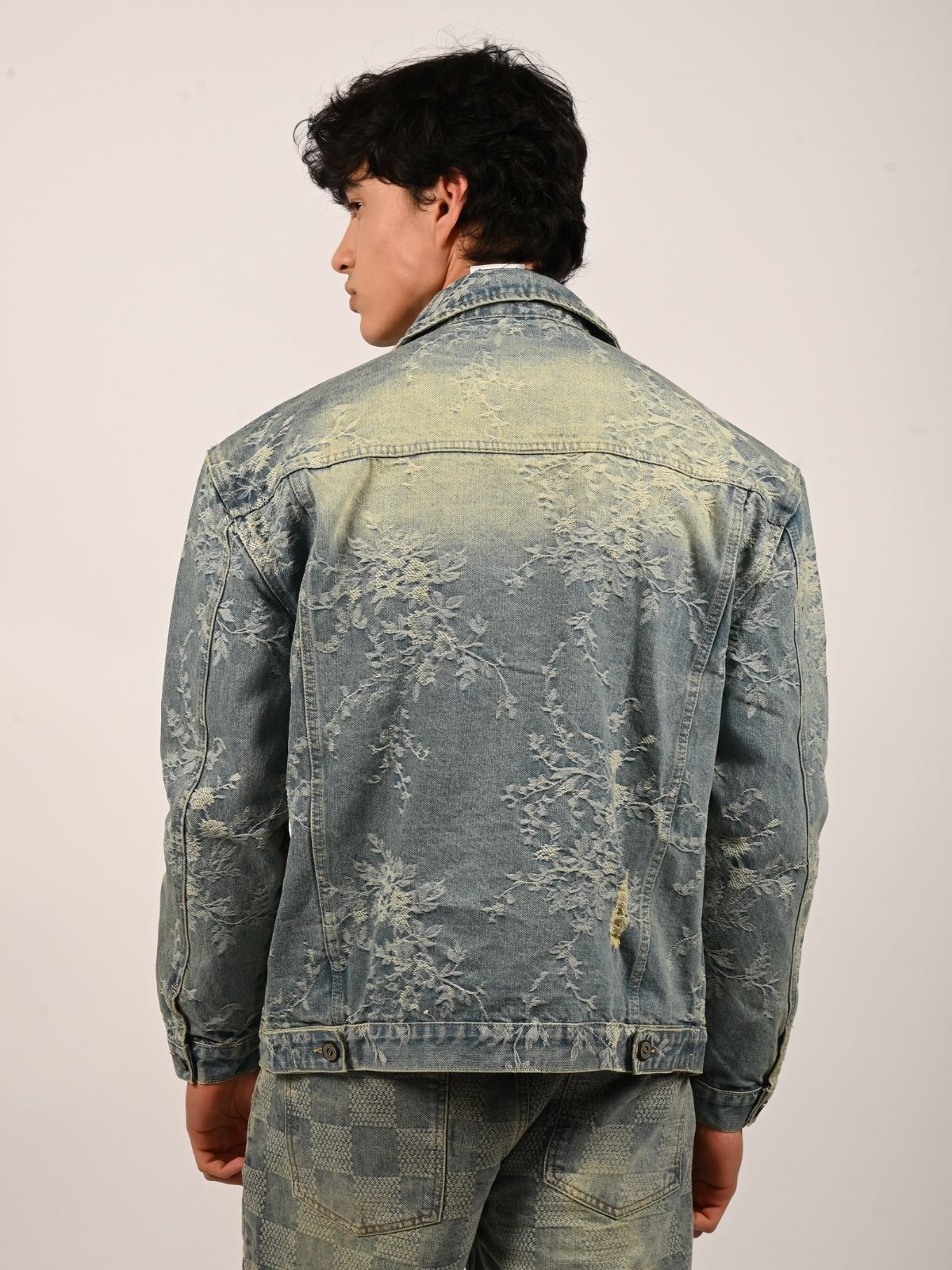 Franco Blue Denim Solid Jackets For Men
