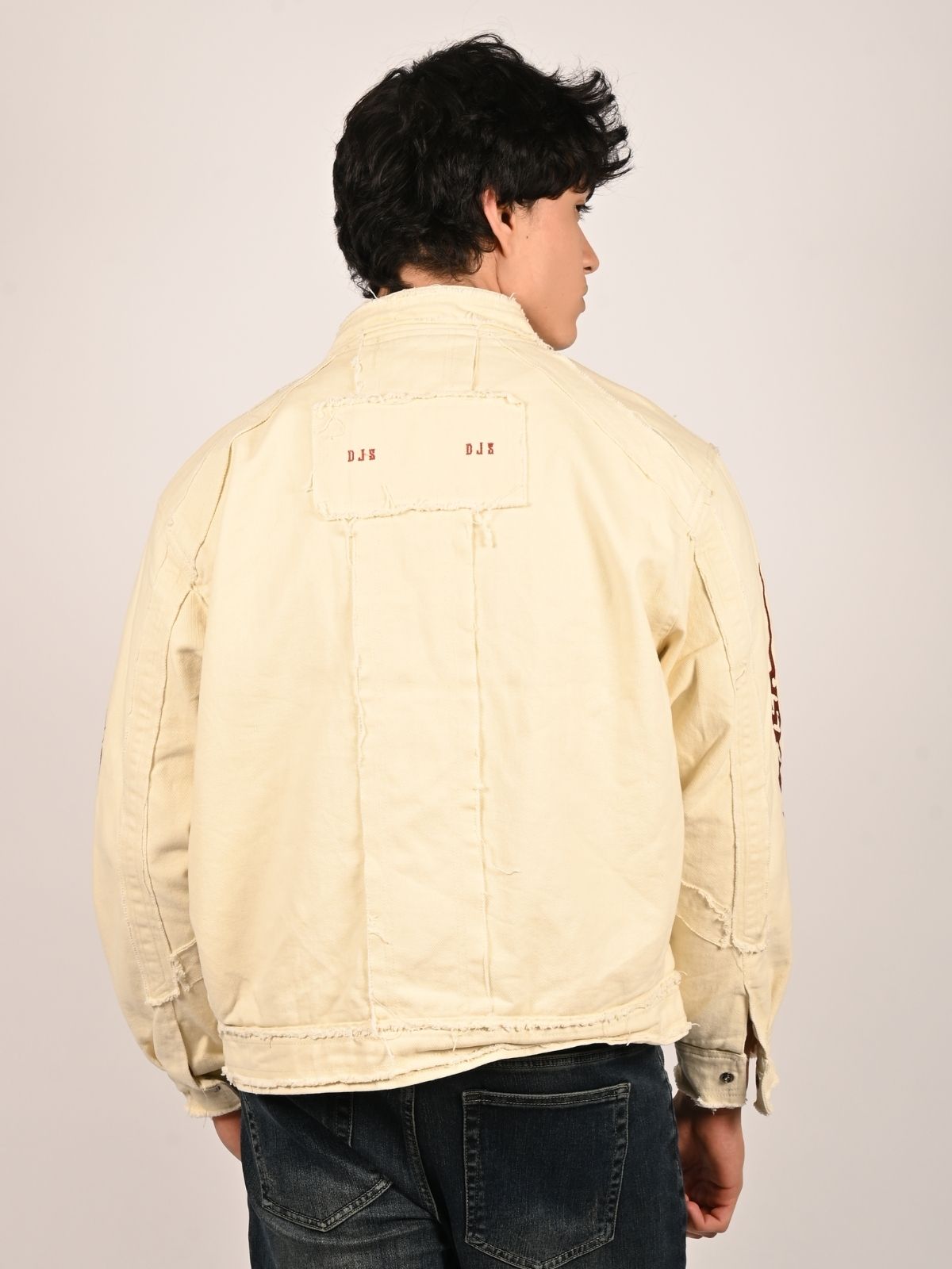 Franco Off White Cotton Twill Solid Jacket For Men