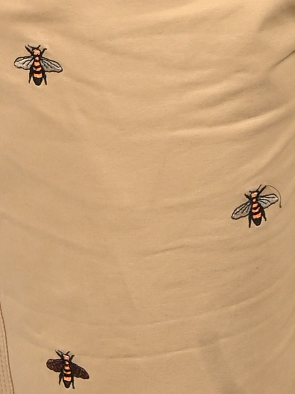 Franco Beige Cotton Twill Embroidered Solid Shorts For Men