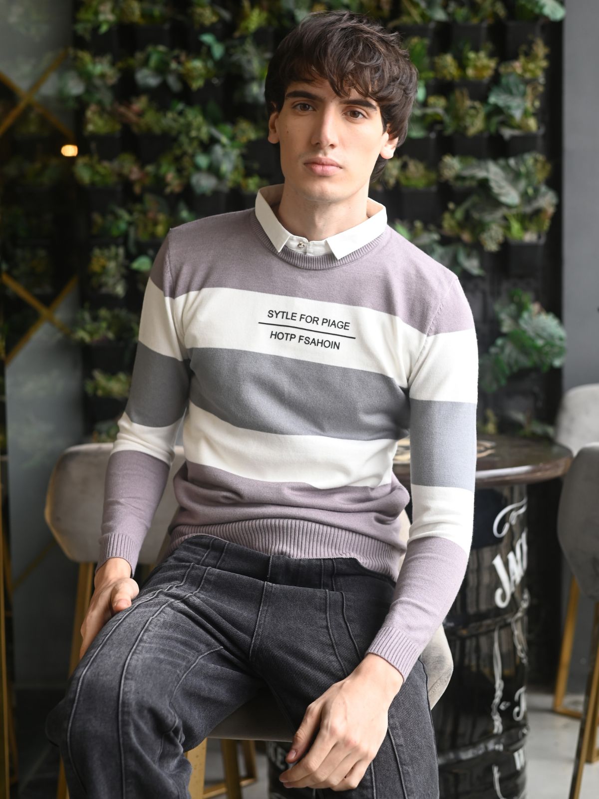 Multicolor Printed Cotton Jersey Sweatshirt For Men