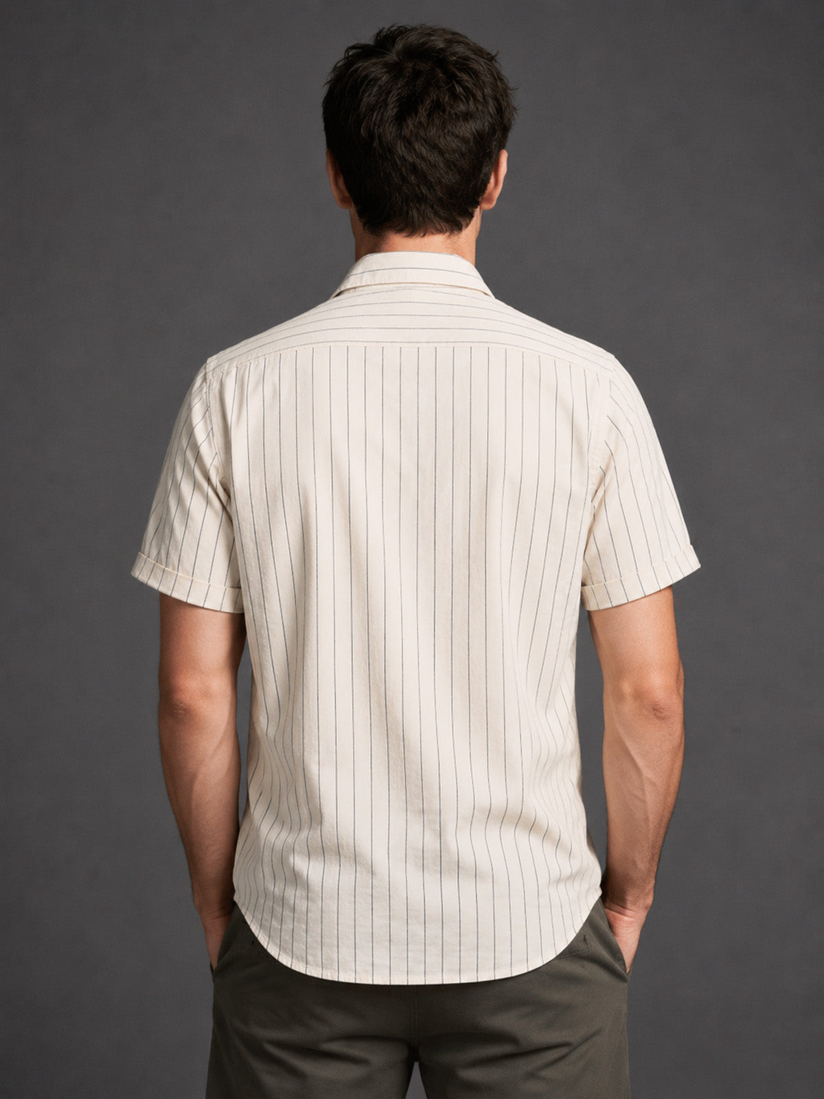 Franco Off White Cotton Blend Striped Shirt For Men