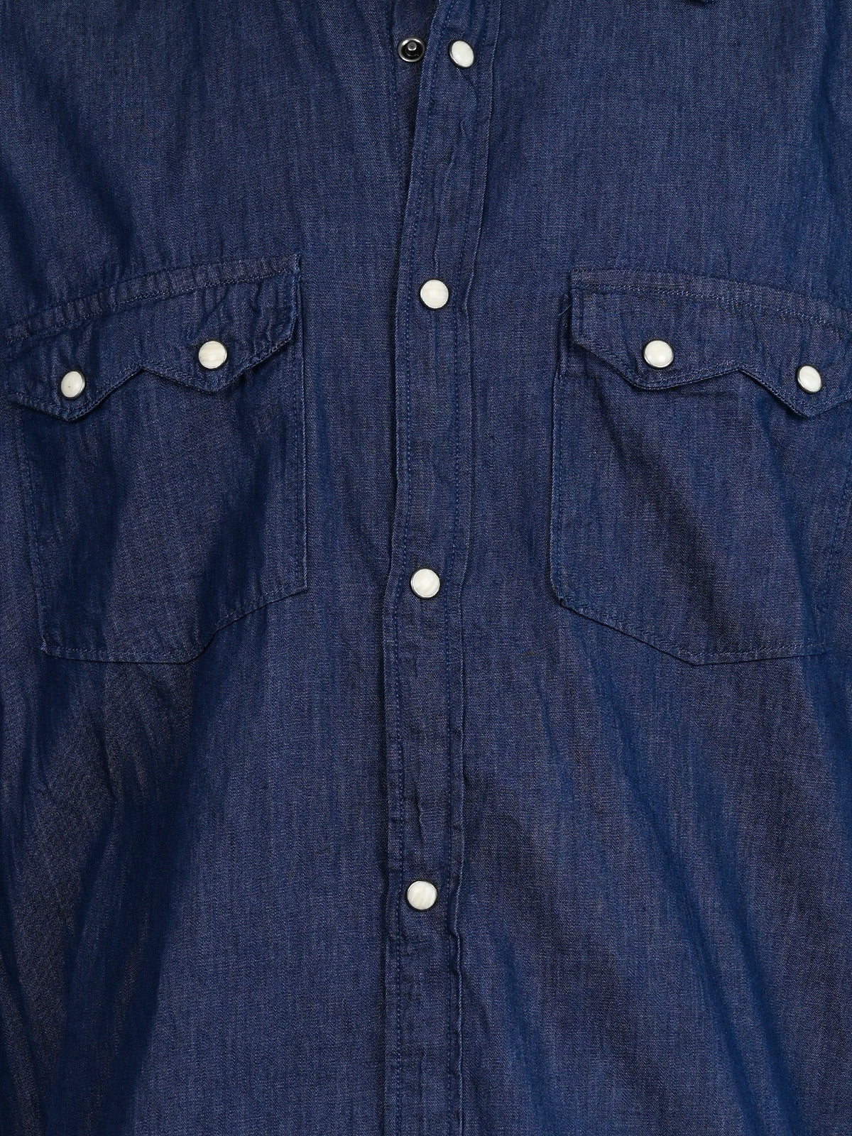 Franco Navy Blue Denim Plain Shirt For Men