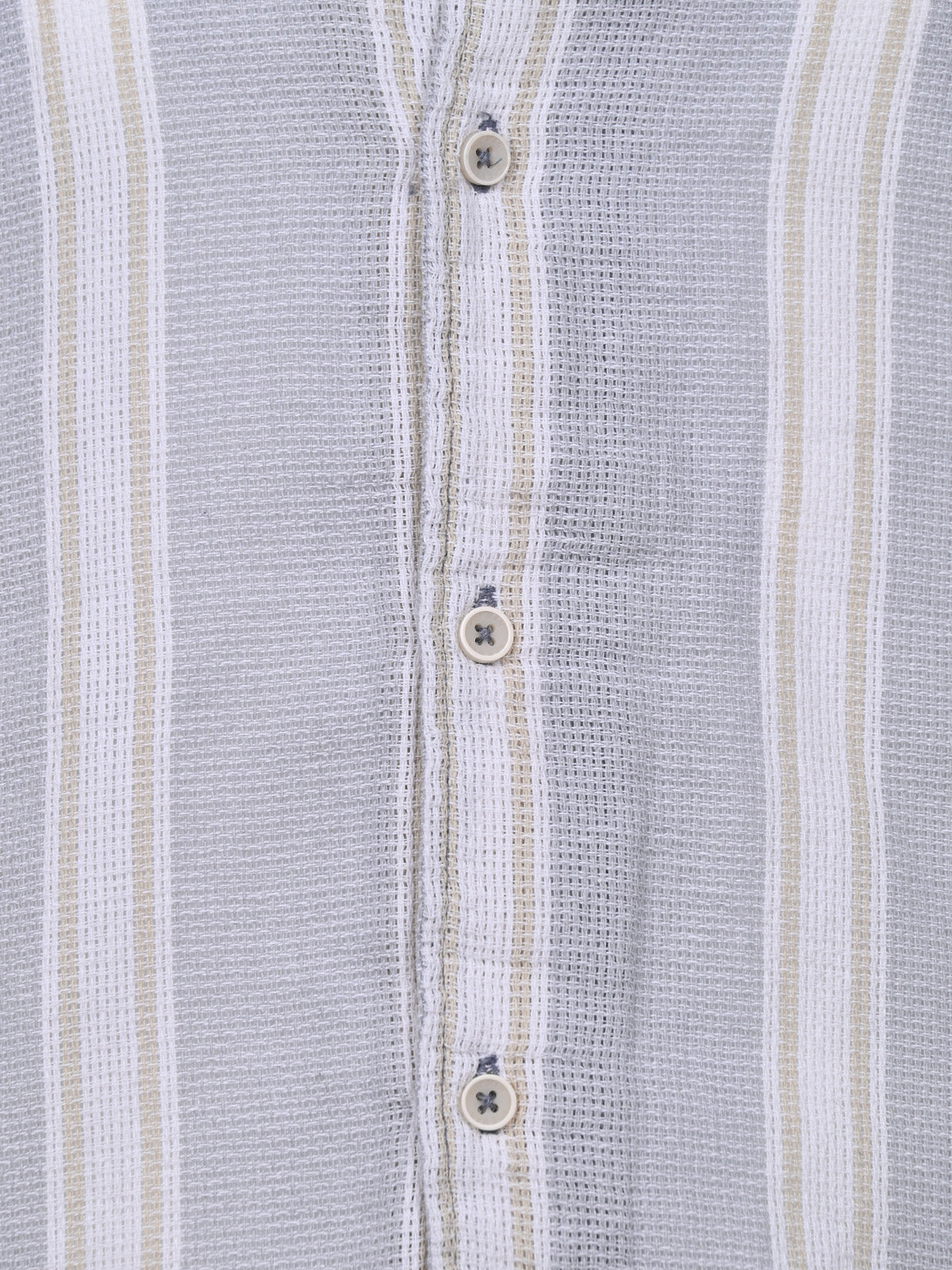 Franco Blue Cotton Blend Striped Shirt For Men
