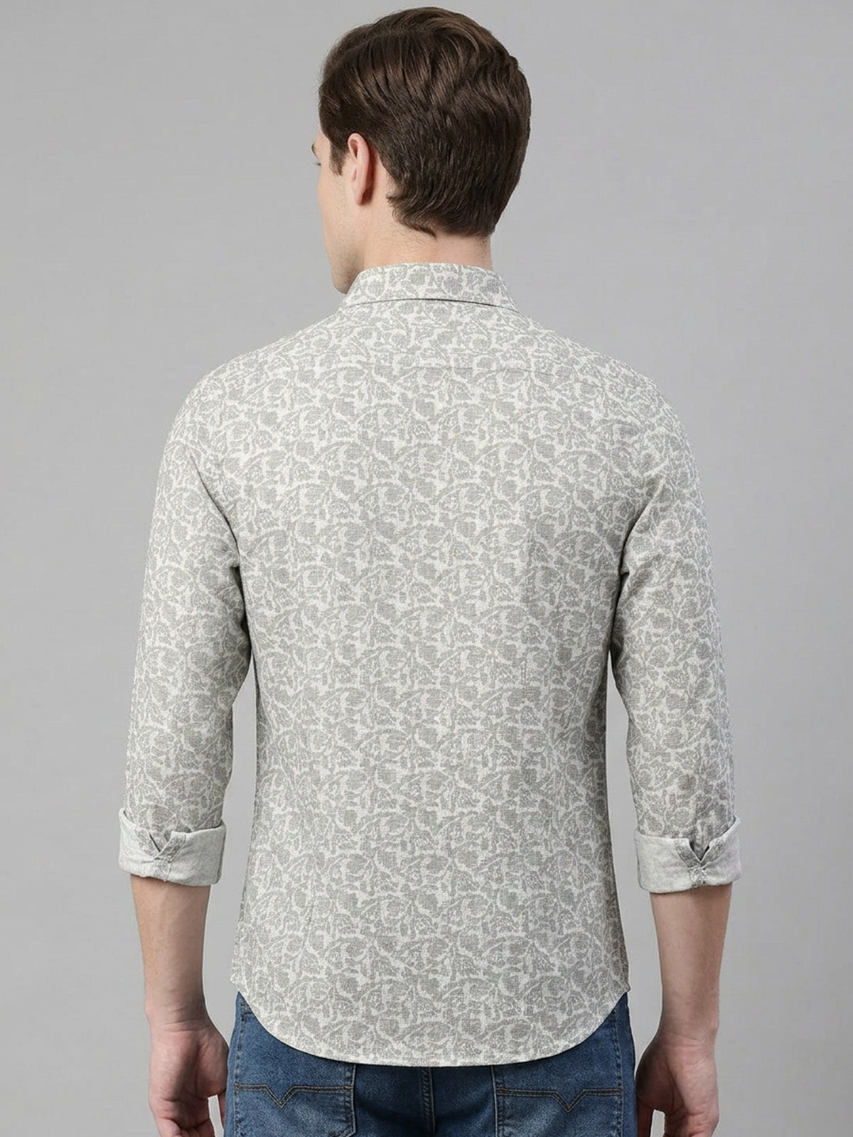 Franco Grey Cotton Linen Plain Shirt For Men
