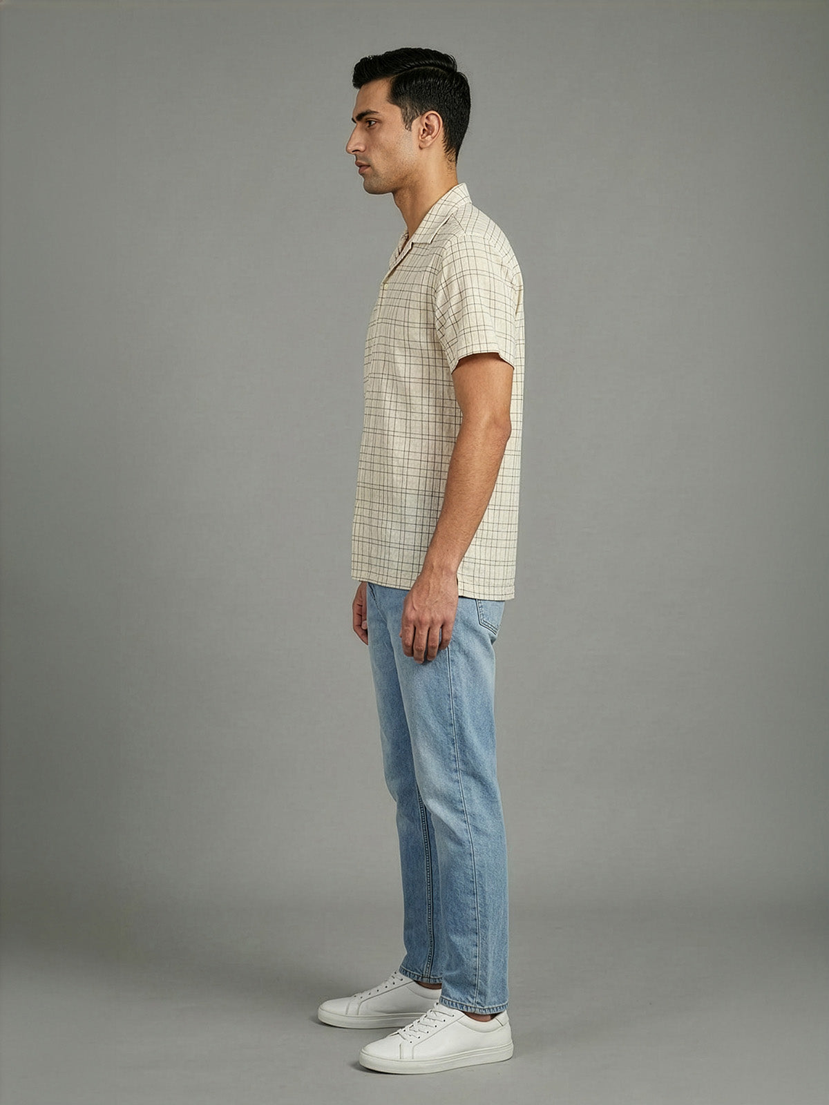 Franco White Cotton Blend Striped Shirt For Men