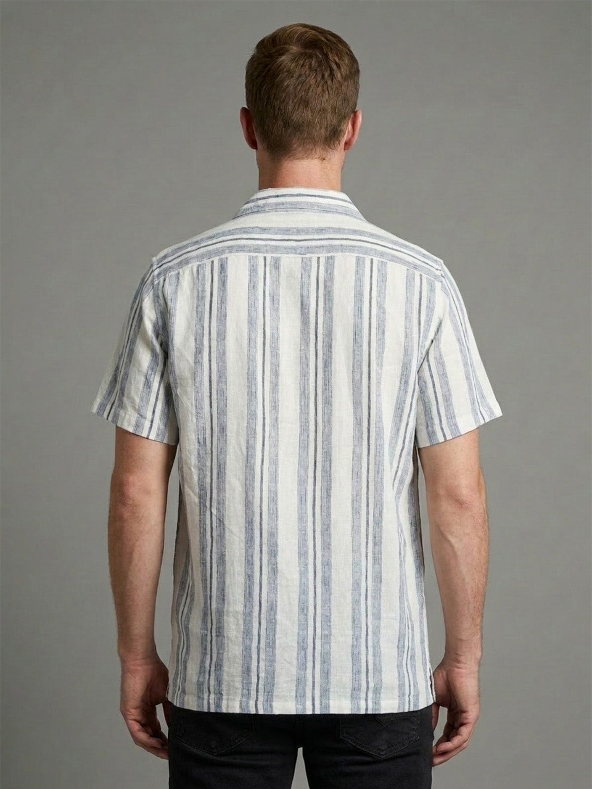 Franco White And Blue Cotton Solid Shirt For Men