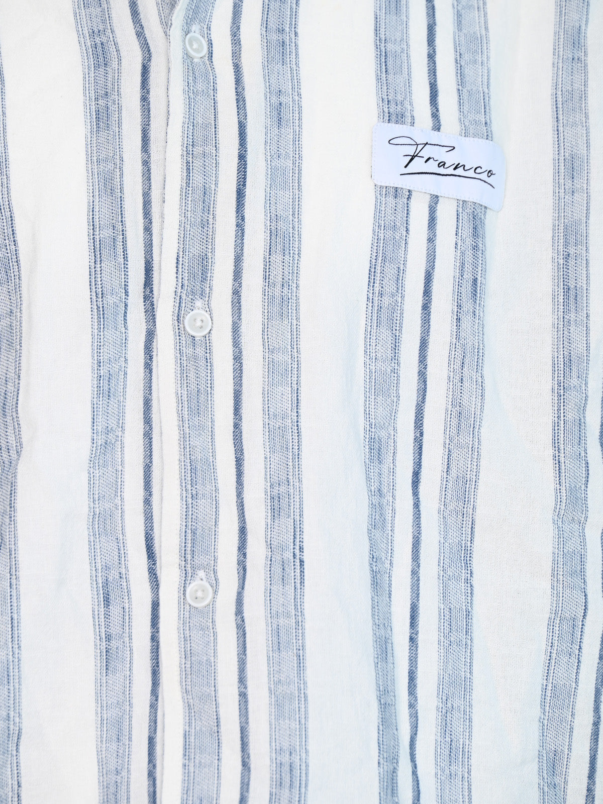Franco White And Blue Cotton Solid Shirt For Men