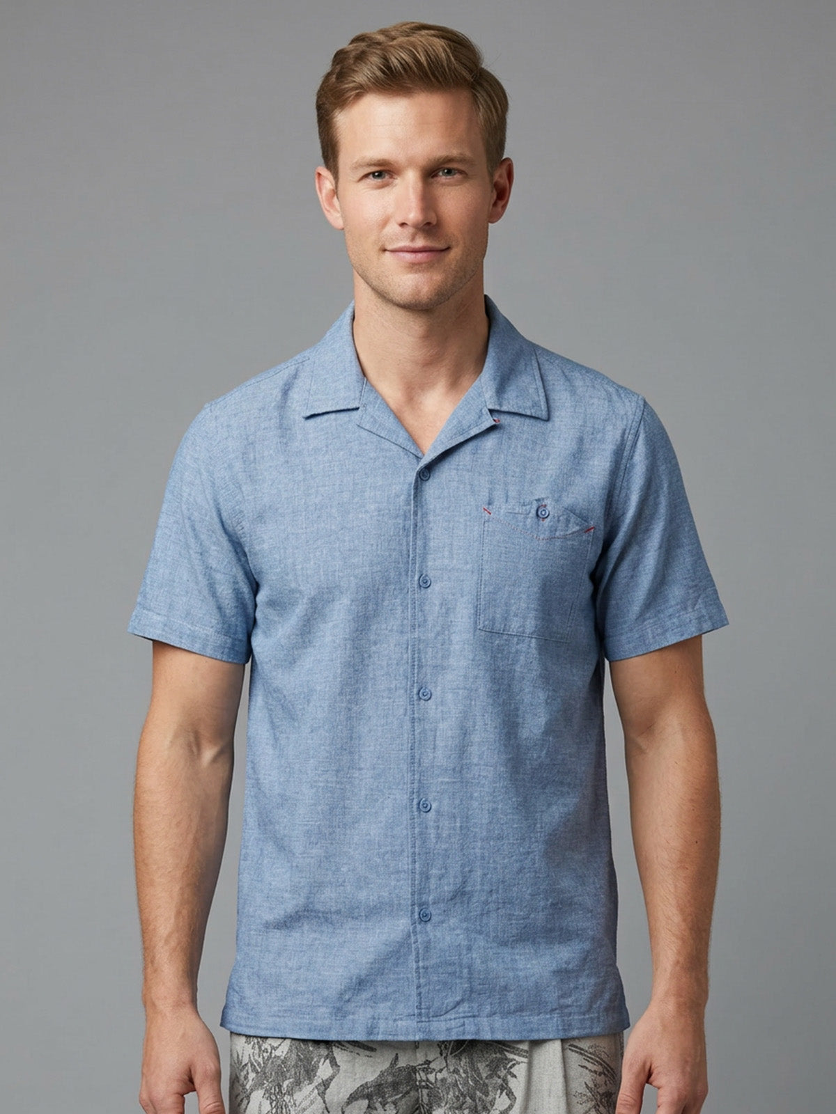 Franco Blue Cotton Blend Solid Shirt For Men