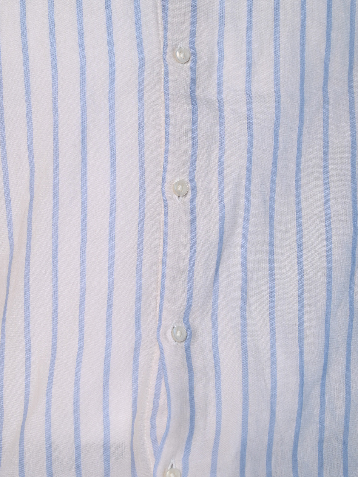 Franco White And Sky Blue Cotton Blend Striped Shirt For Men
