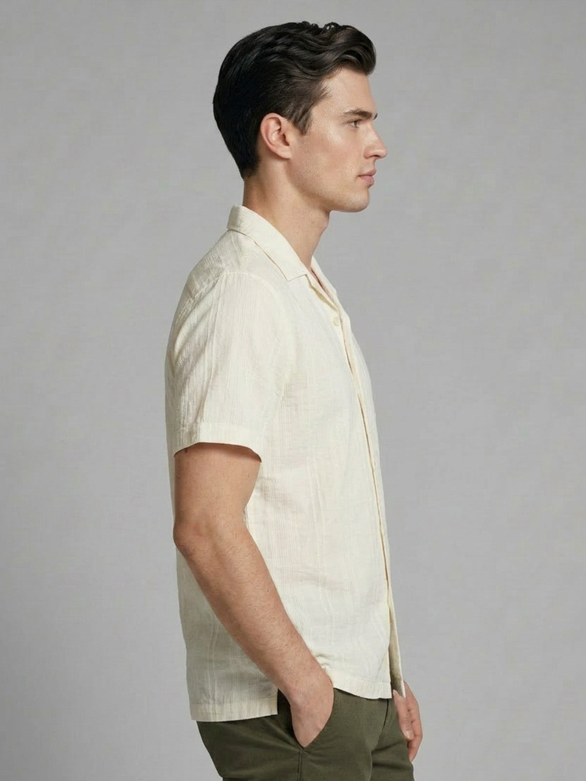 Franco White Cotton Blend Self Design Shirt For Men