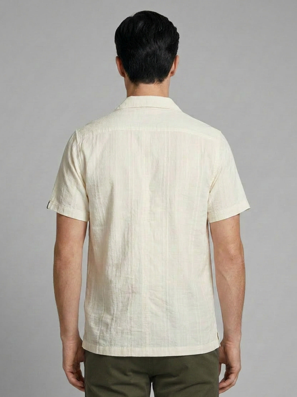 Franco White Cotton Blend Self Design Shirt For Men
