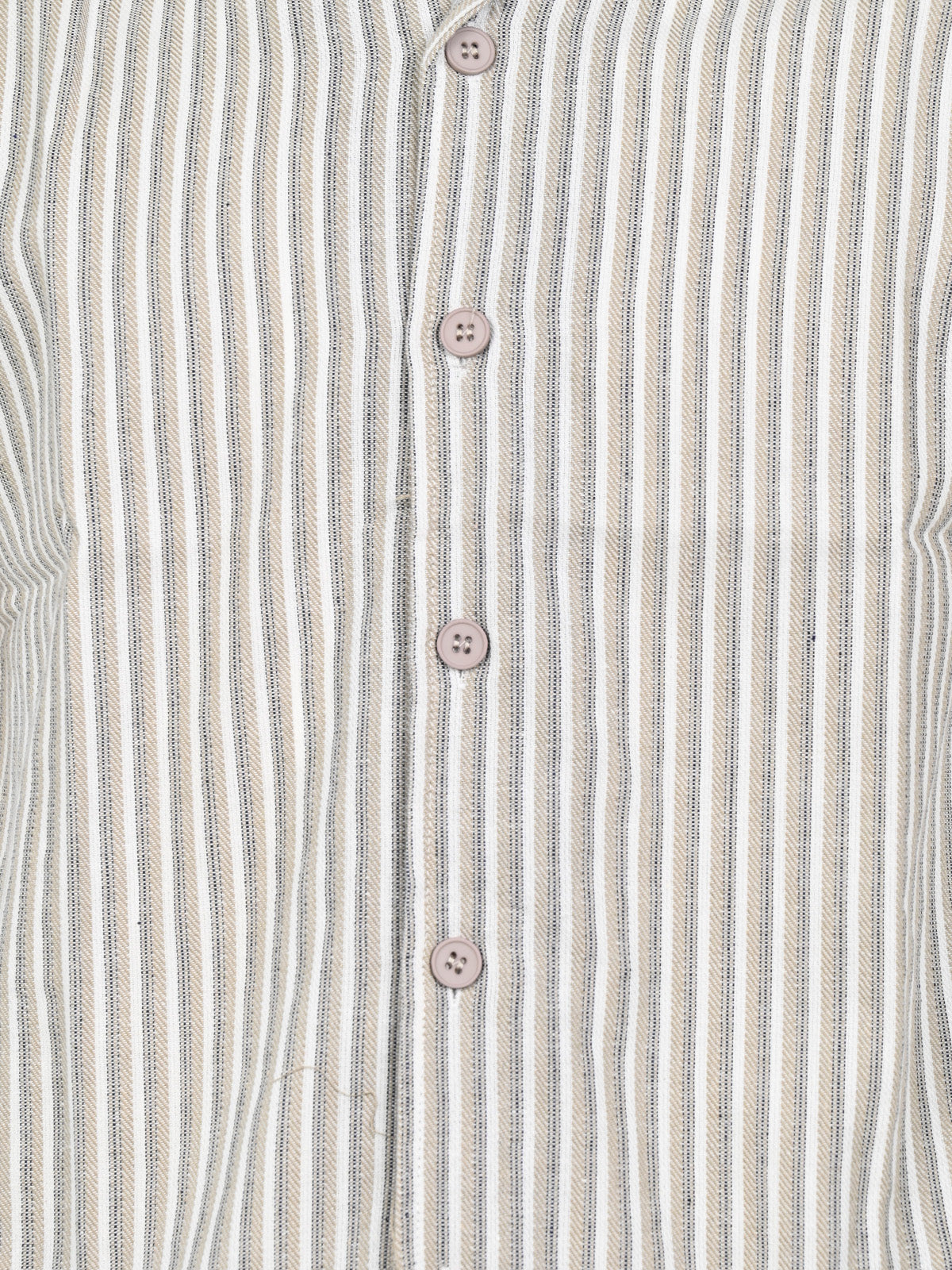 Franco Brown Cotton Blend Striped Shirt For Men