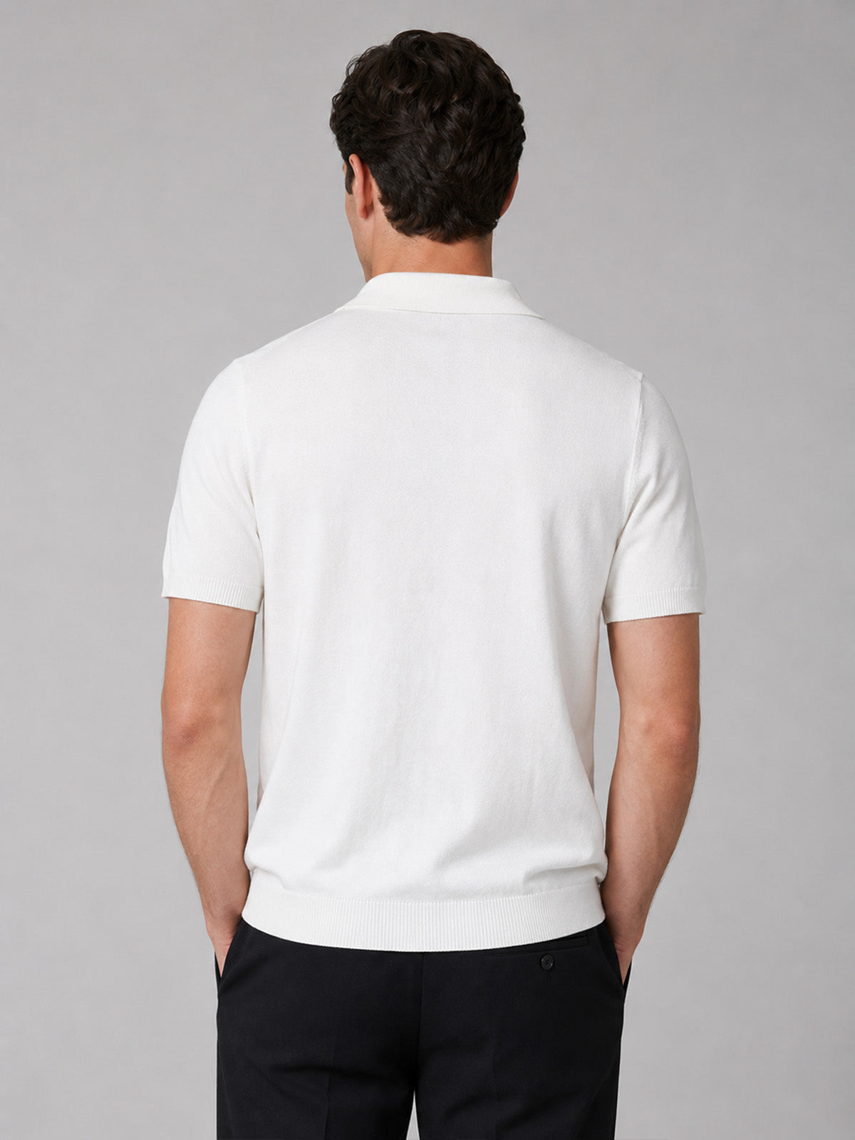 Franco White And Light Blue Cotton Blend Solid Polo T-shirt For Men