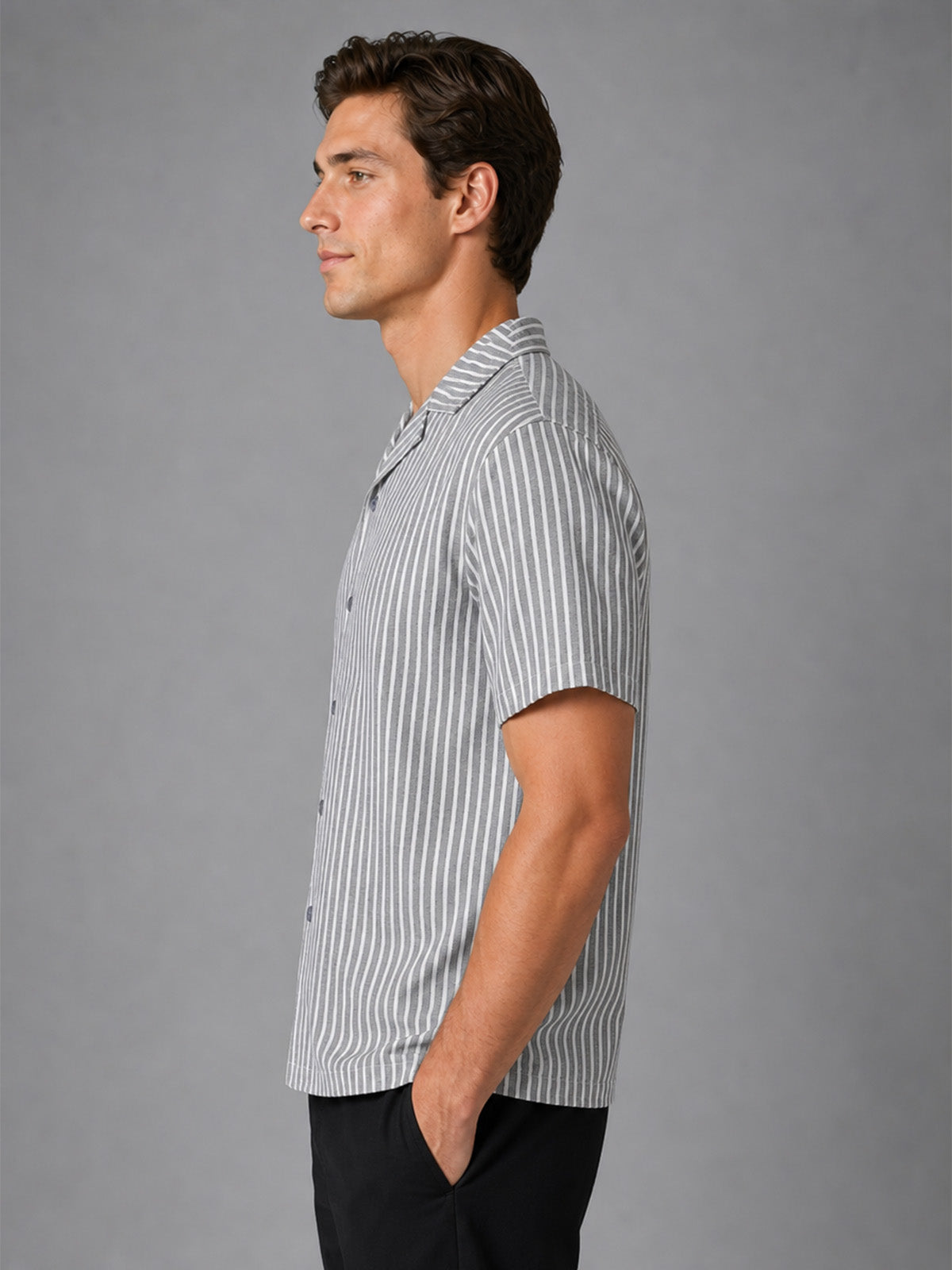 Franco Blue Cotton Blend Striped Shirt For Men