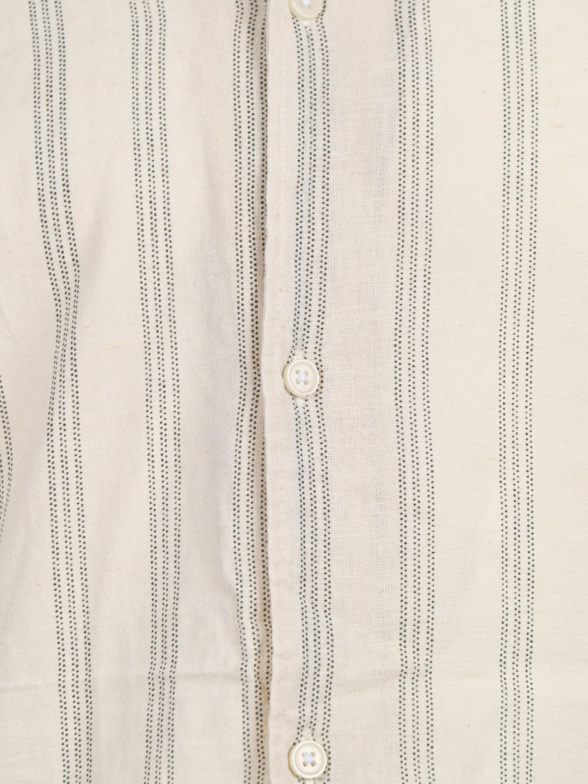 Franco Beige Cotton Linen Striped Shirt For Men