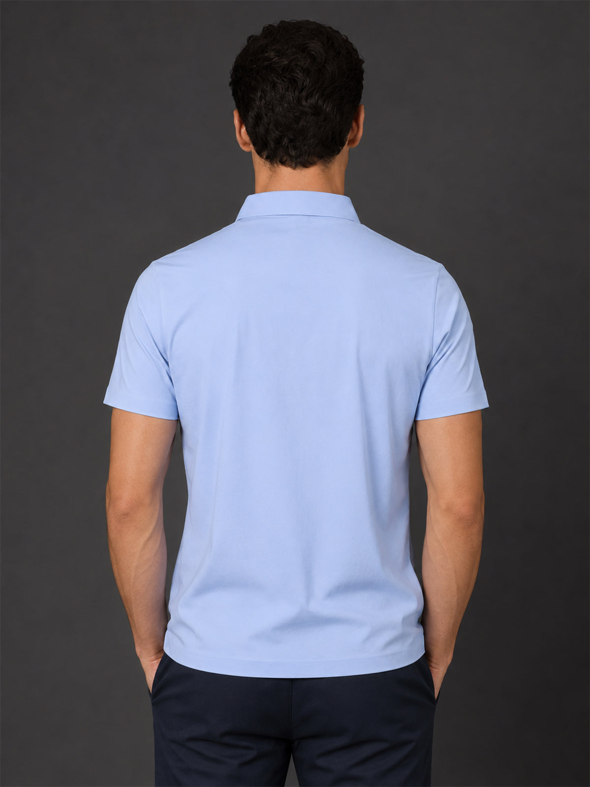 Franco Light Blue Polyester Blend Plain Polo T-Shirt For Men