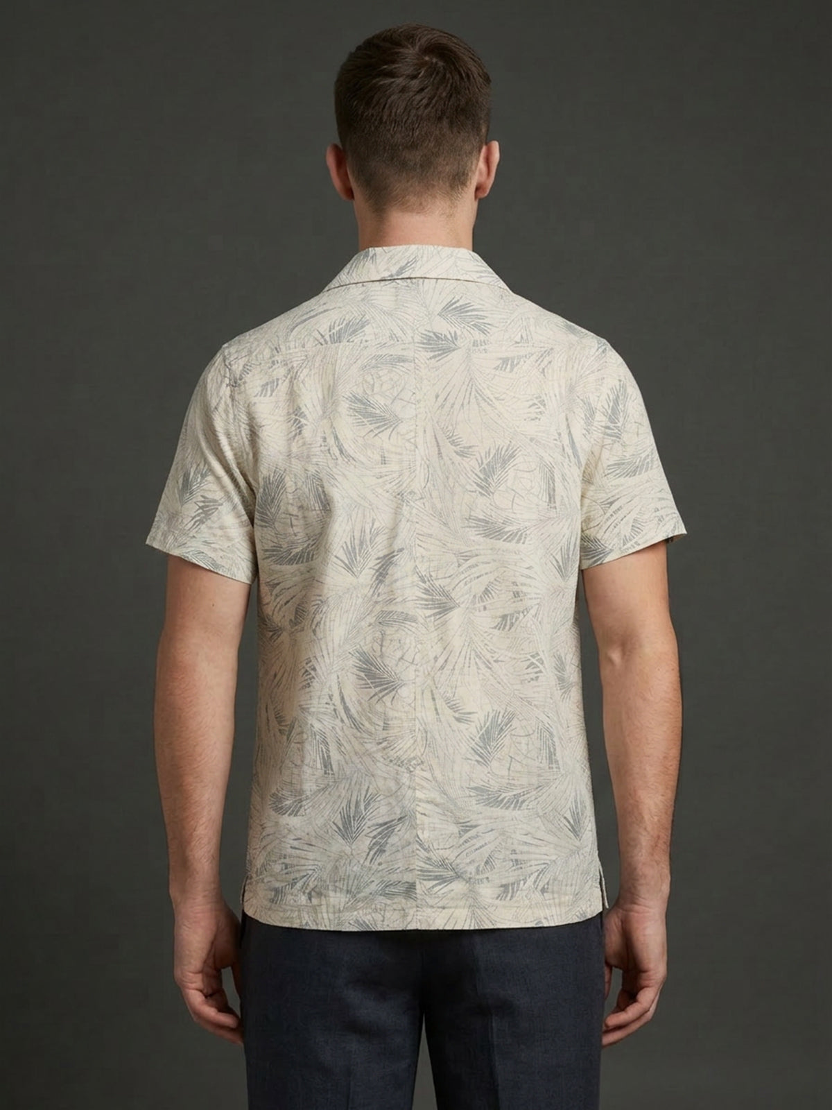 Franco Beige And Grey Cotton Blend Printed Shirt For Men