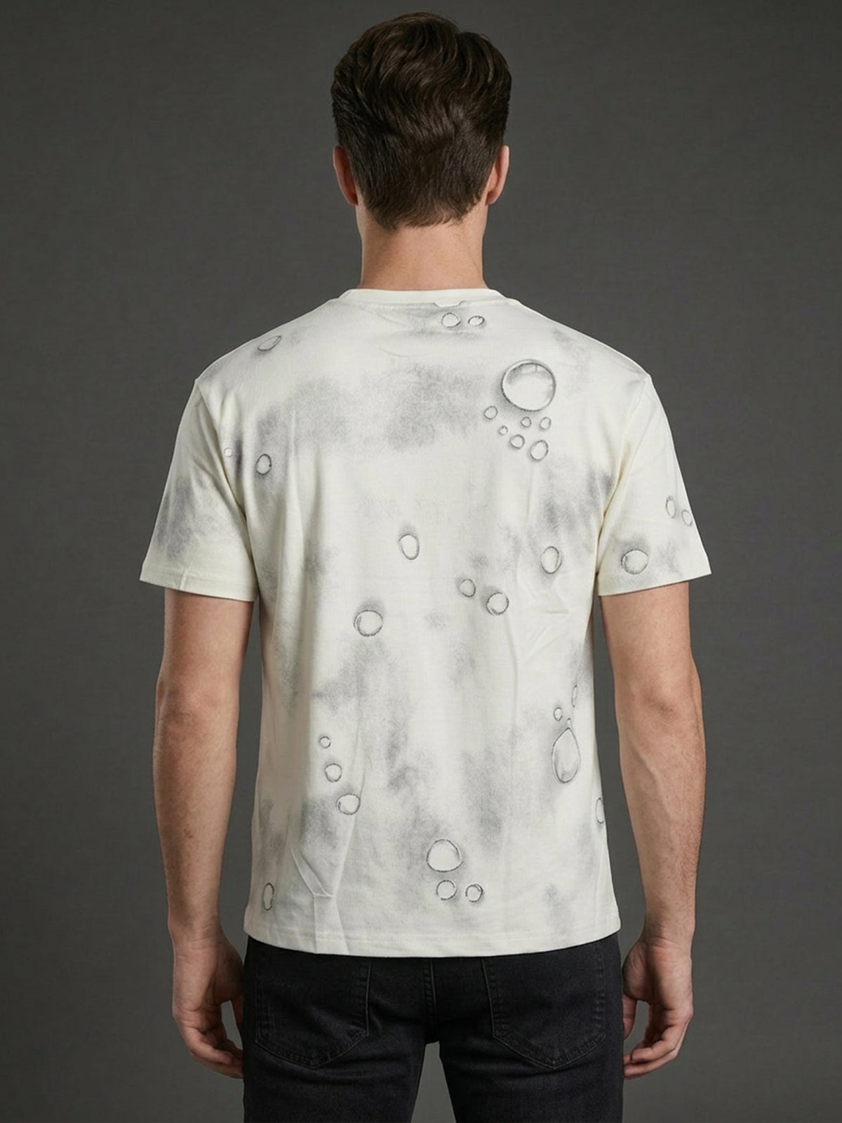 Franco Ivory Polyester Blend Printed T-Shirt For Men