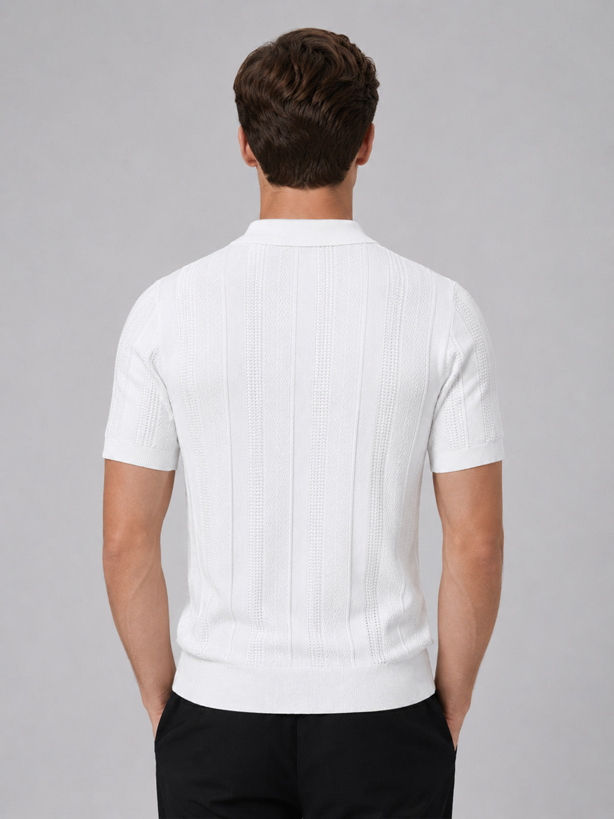Franco White Cotton Blend Solid Polo T-shirt For Men