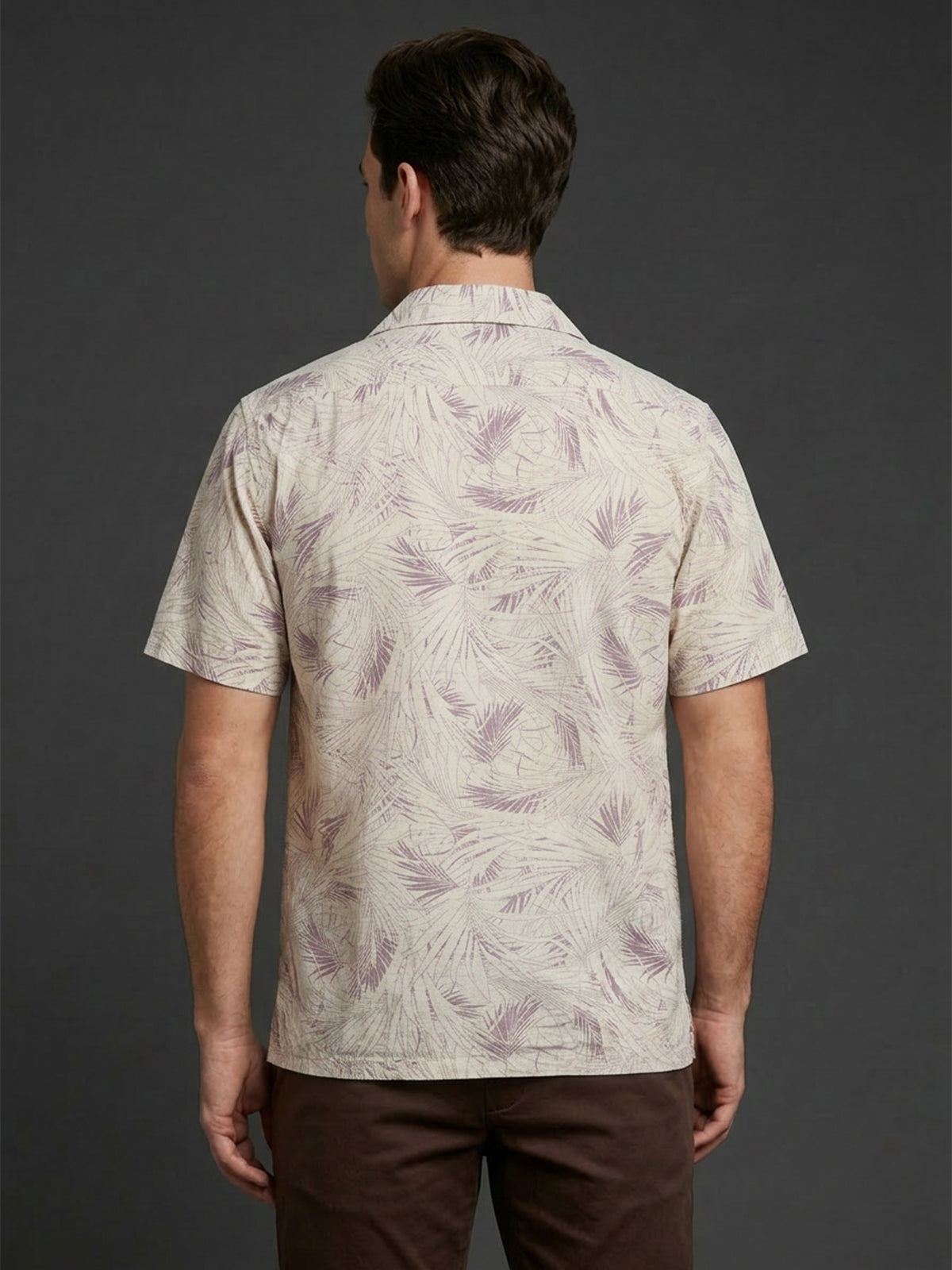Franco Beige And Purple Cotton Blend Printed Shirt For Men