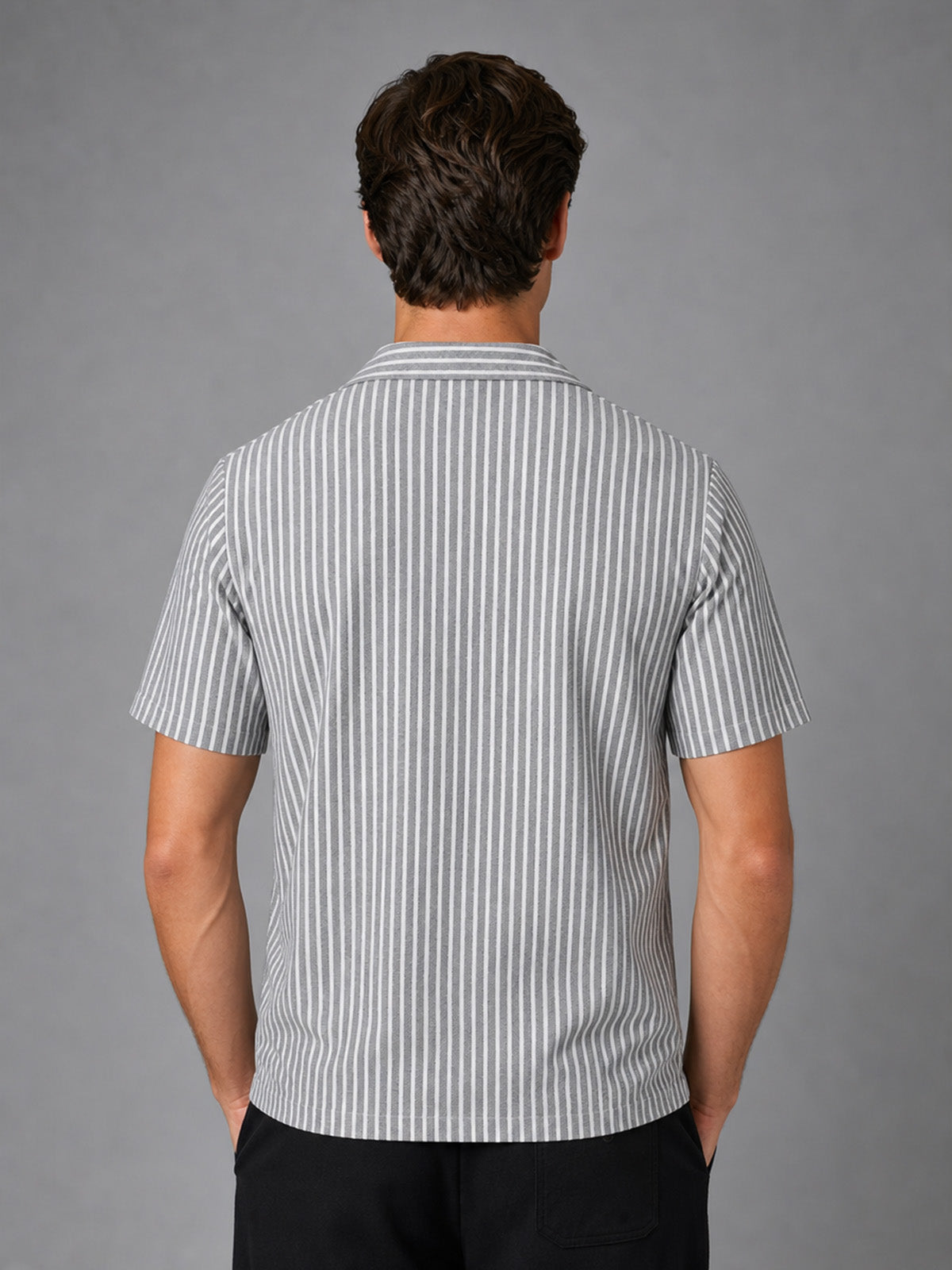 Franco Blue Cotton Blend Striped Shirt For Men