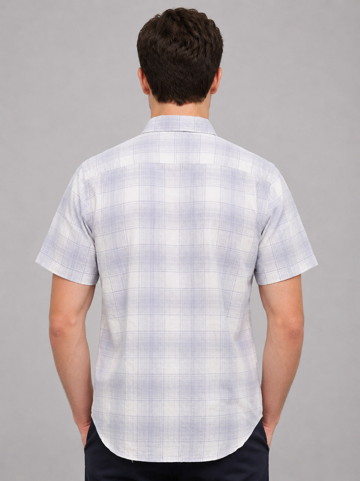 Franco Lavender Cotton Blend Checkered Shirt For Men
