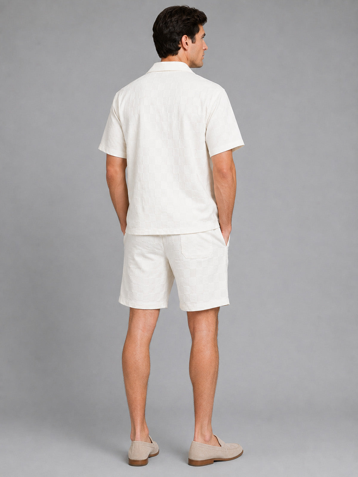 Franco White Cotton Blend Solid Co-Ord Set For Men