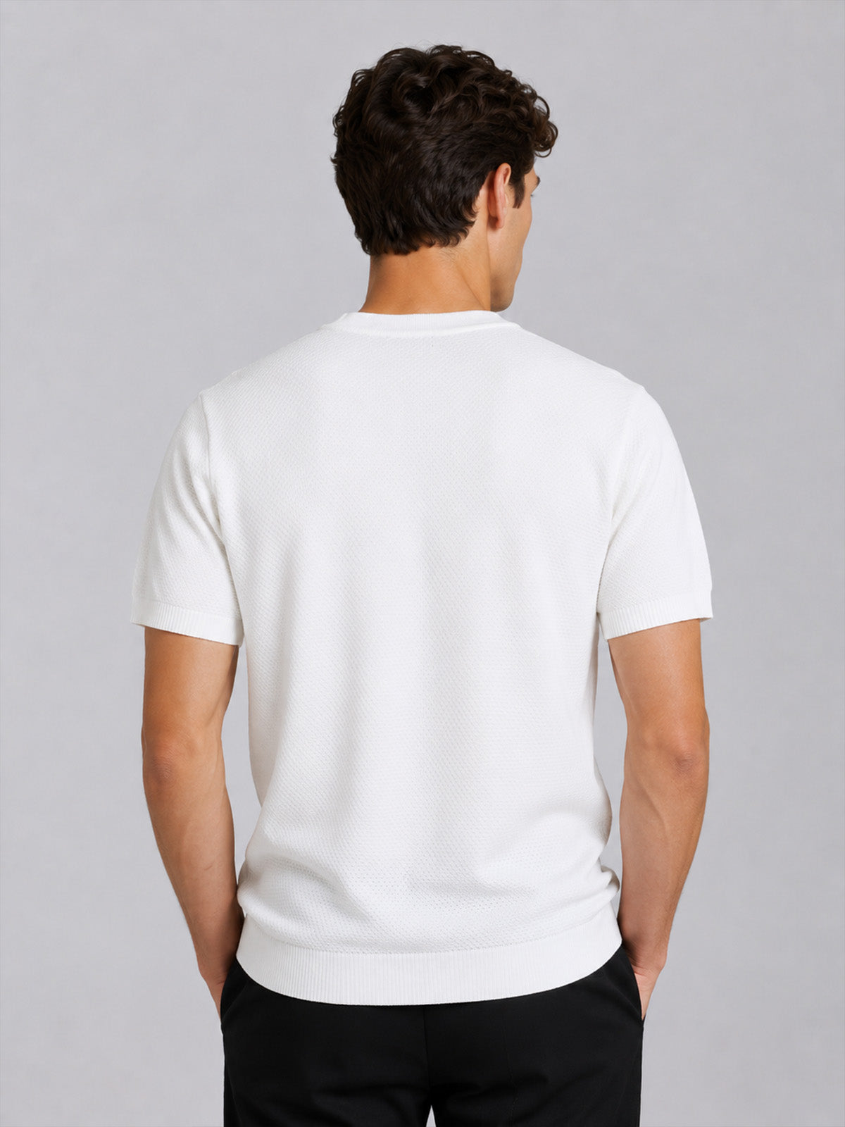 Franco White Cotton Blend Solid T-shirt For Men