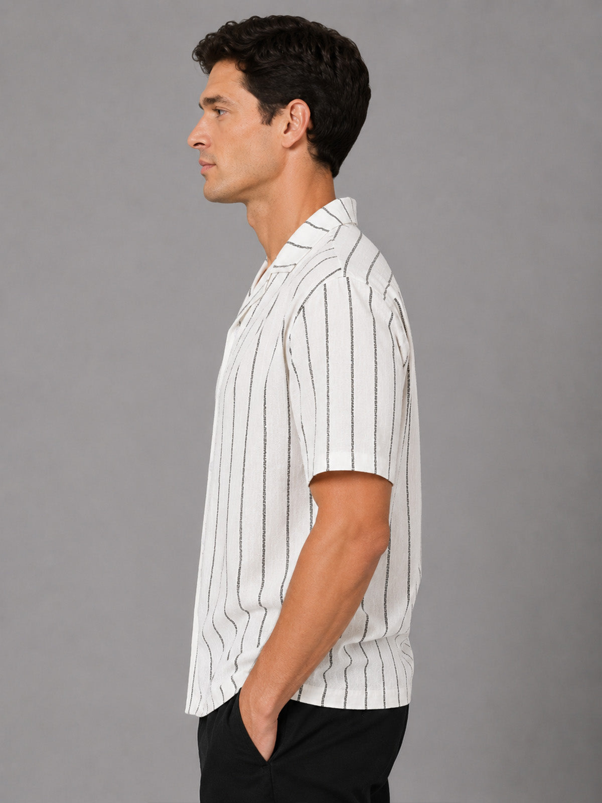 Franco White And Green Cotton Blend Printed Shirt For Men