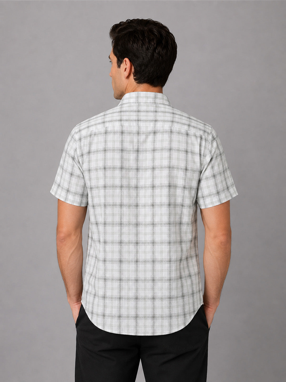 Franco Green Cotton Blend Checkered Shirt For Men