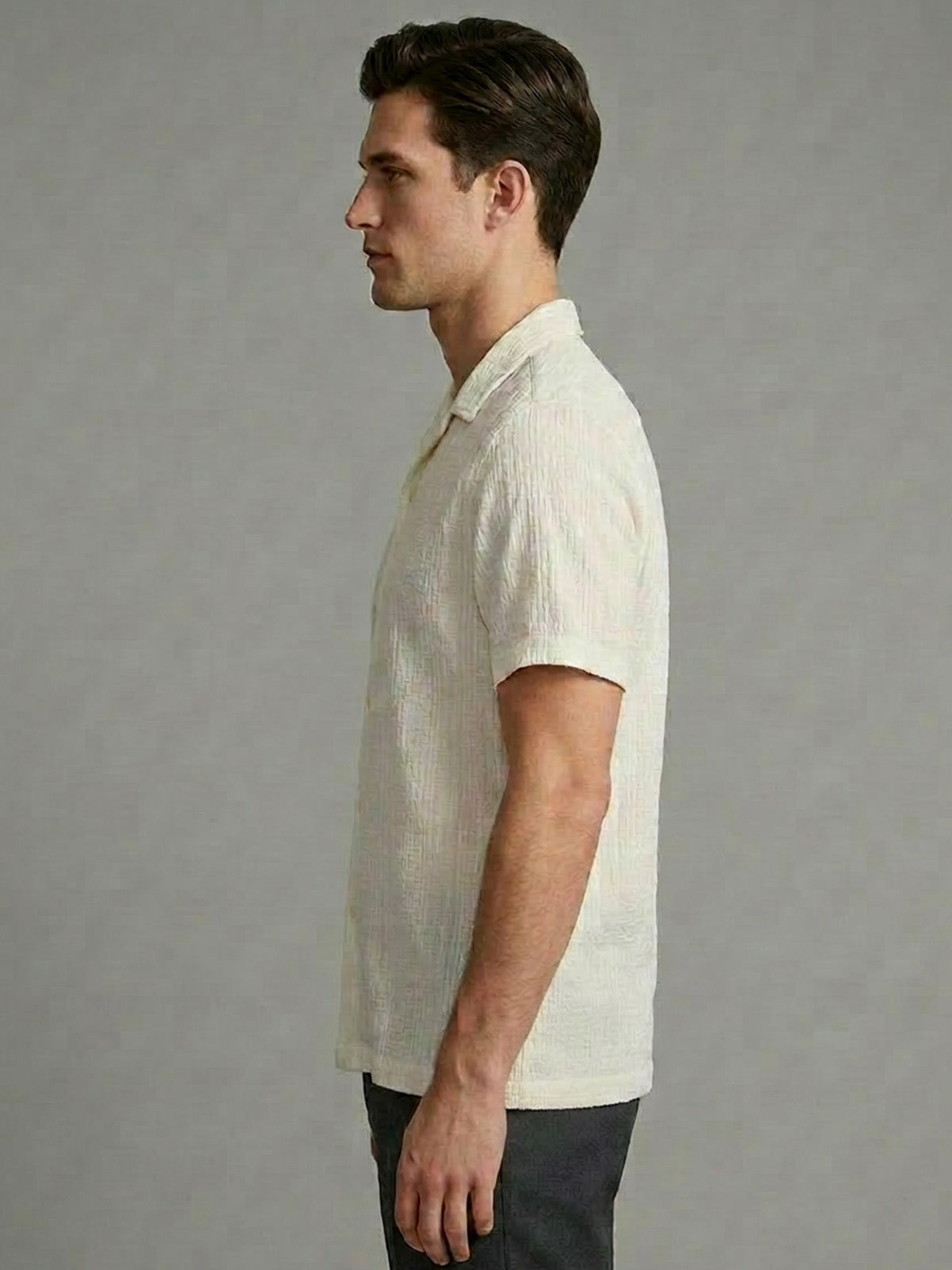 Franco White Cotton Blend Self Design Shirt For Men