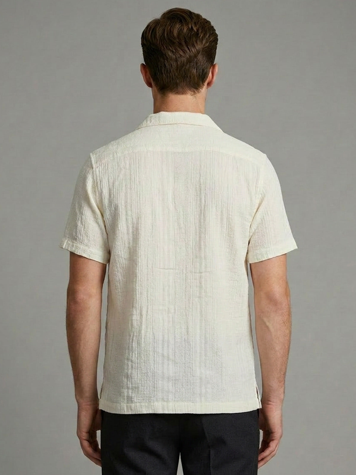Franco White Cotton Blend Self Design Shirt For Men