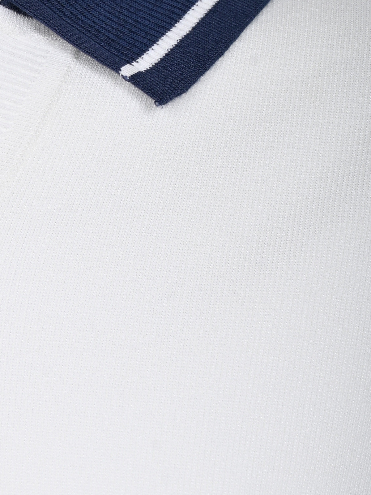 Franco White And Dark Blue Cotton Blend Solid Polo T-shirt For Men